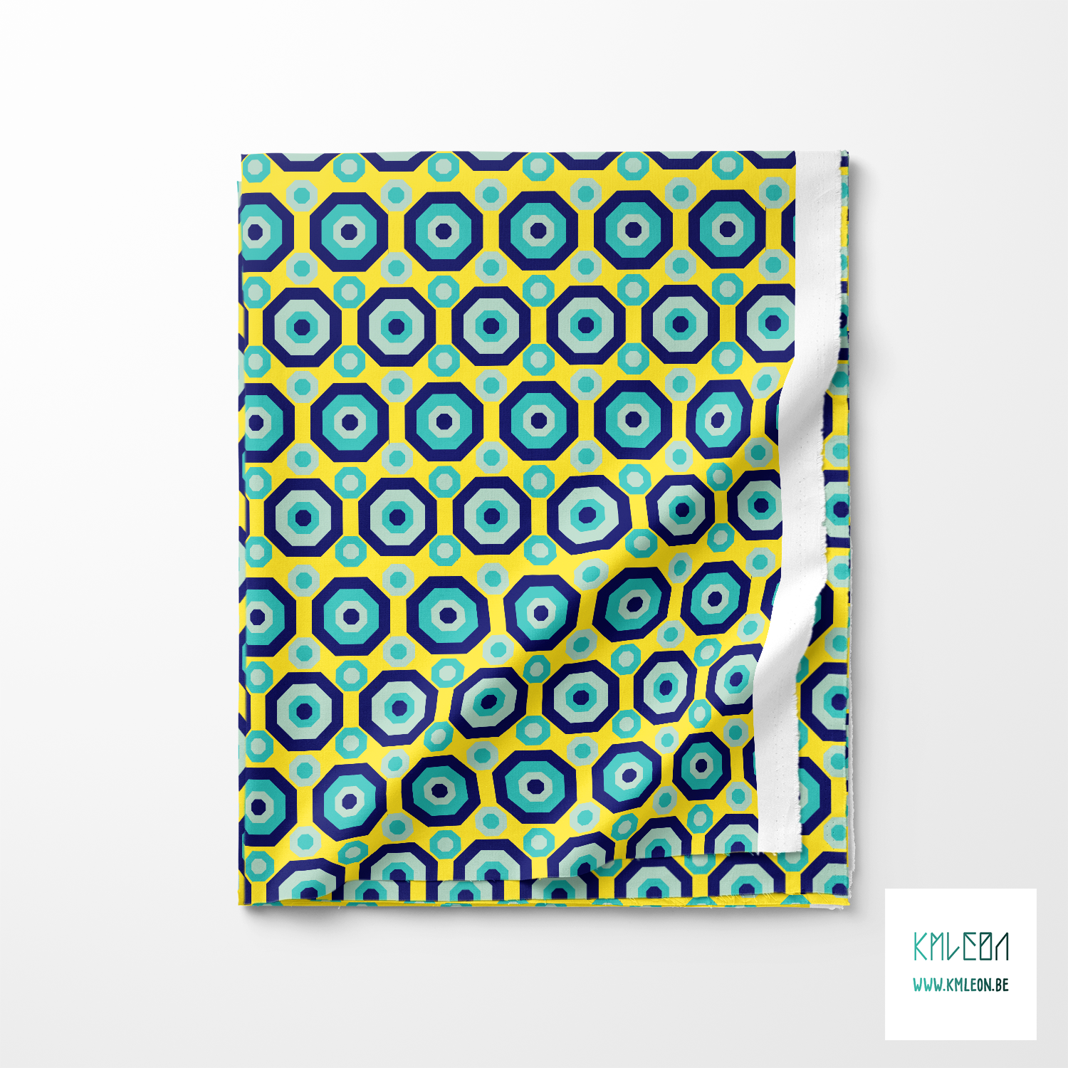 Retro achthoeken in donkerblauw en blauwgroen stof