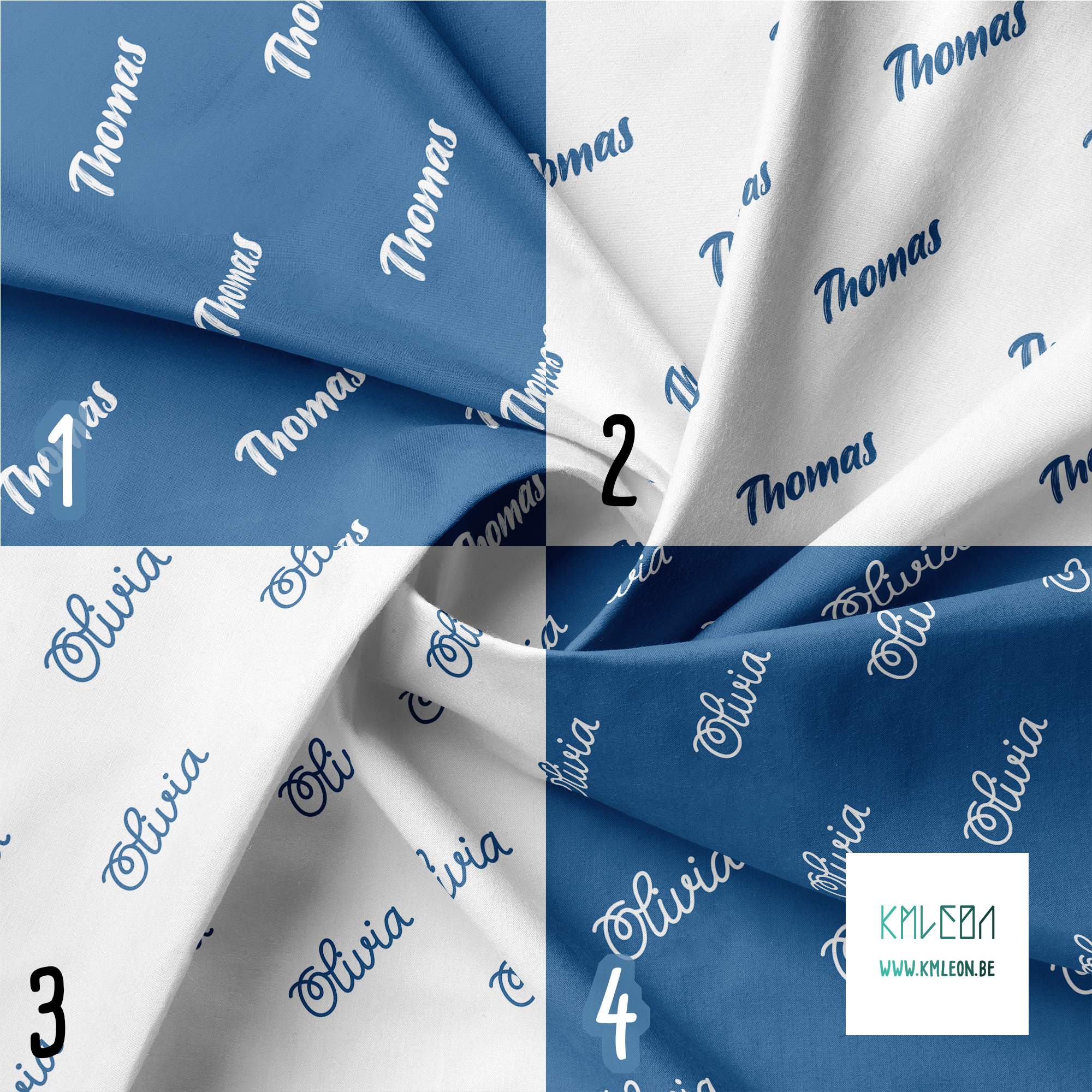 Gepersonaliseerde stof in donker denimblauw