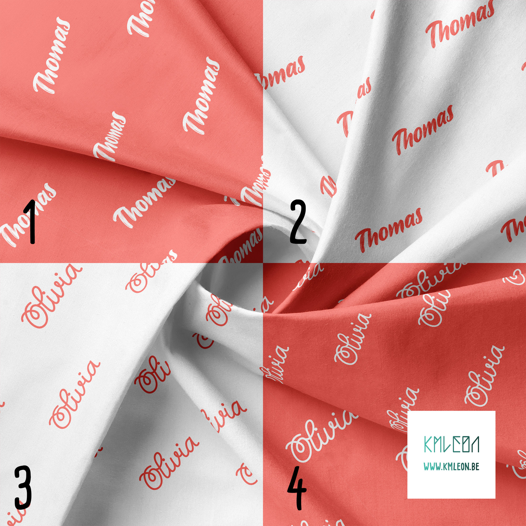 Gepersonaliseerde stof in diep koraalroze