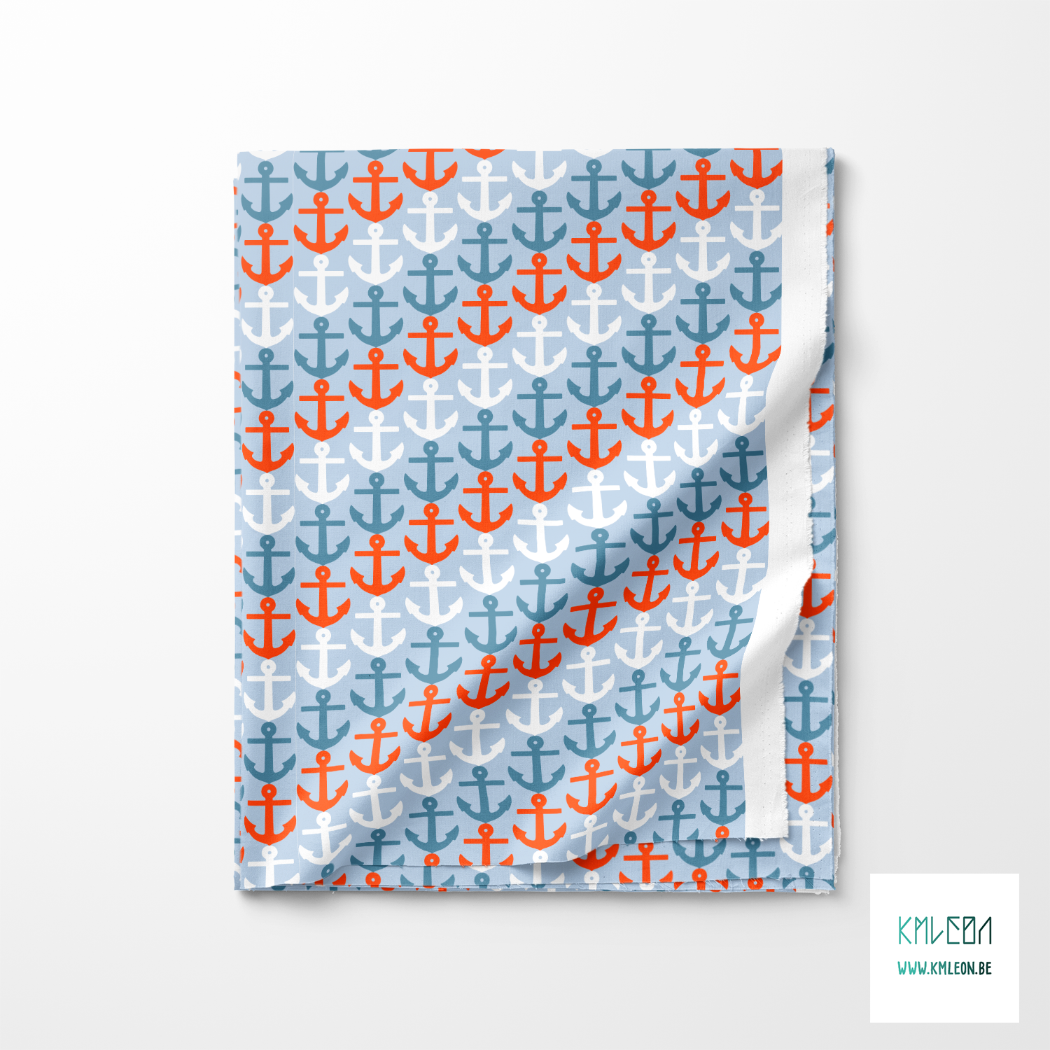 Blauwe, witte en rode ankers stof