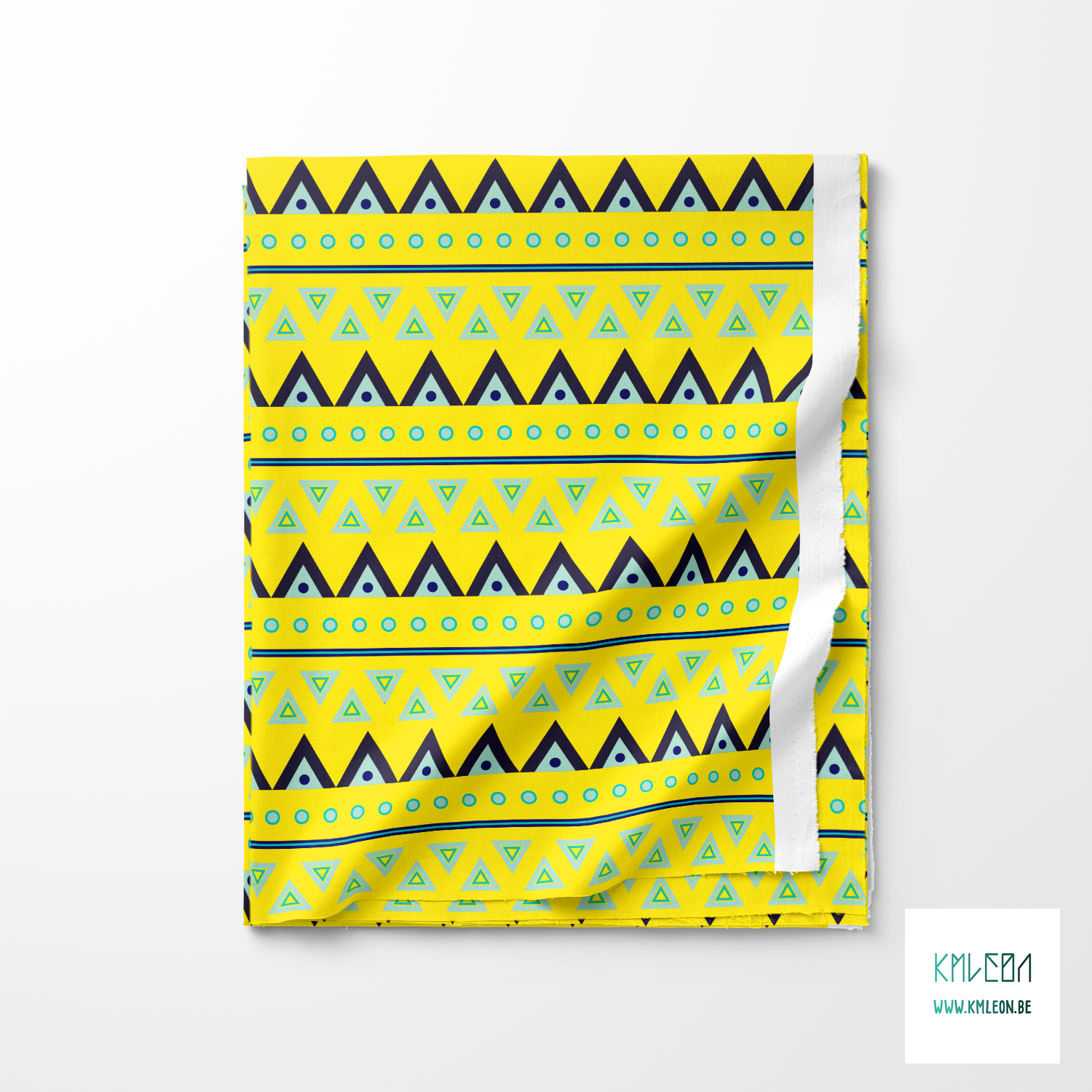 Blauwe en blauwgroene cirkels en driehoeken stof