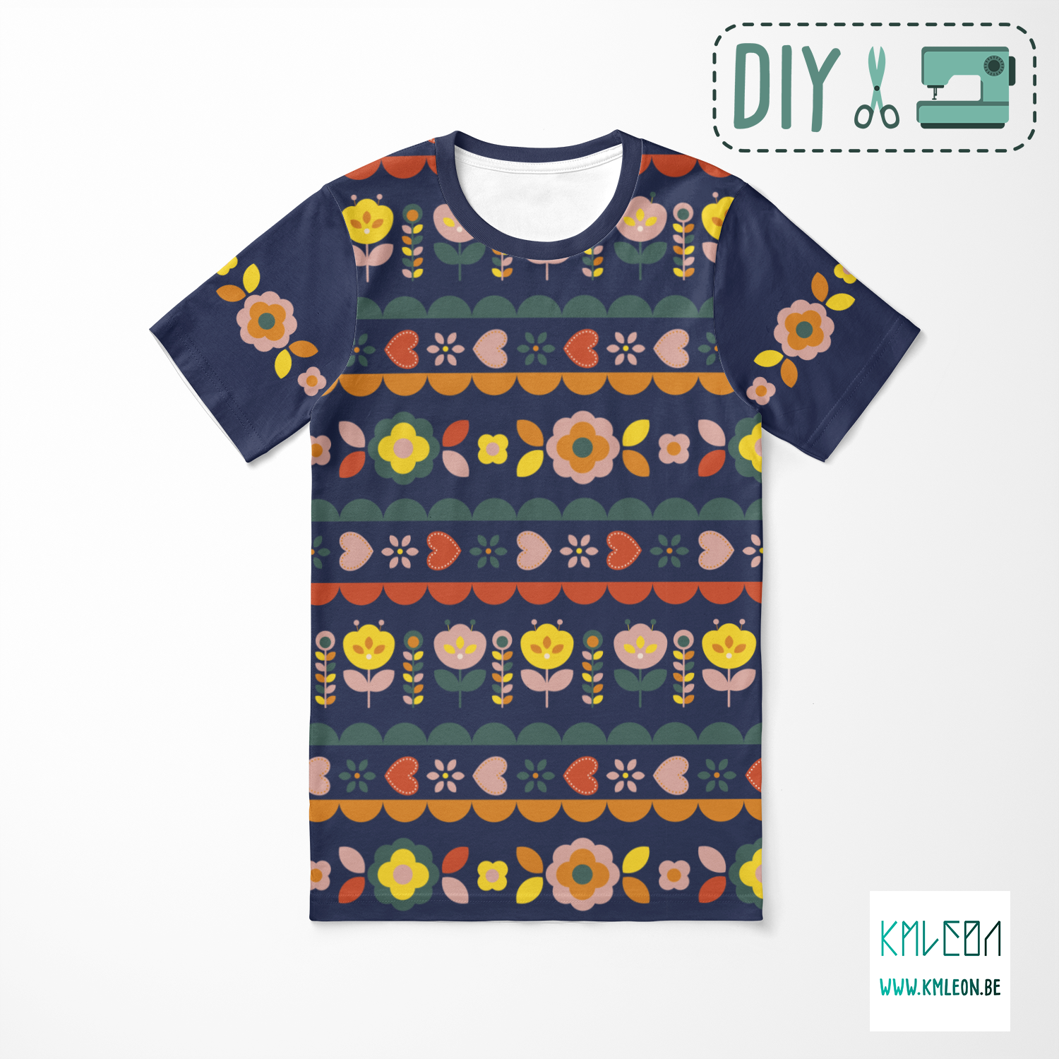 Bloemen knip en stik t-shirt ©