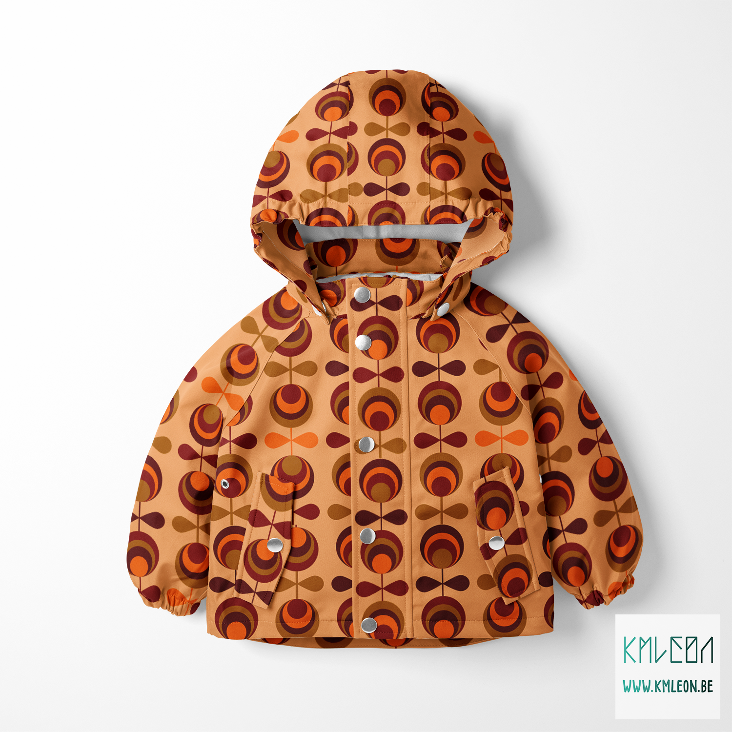 Bruine en oranje bloemen stof