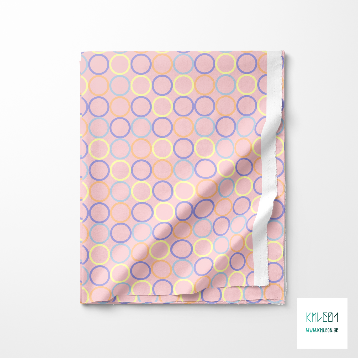 Willekeurige gele, oranje, blauwe en paarse cirkels stof