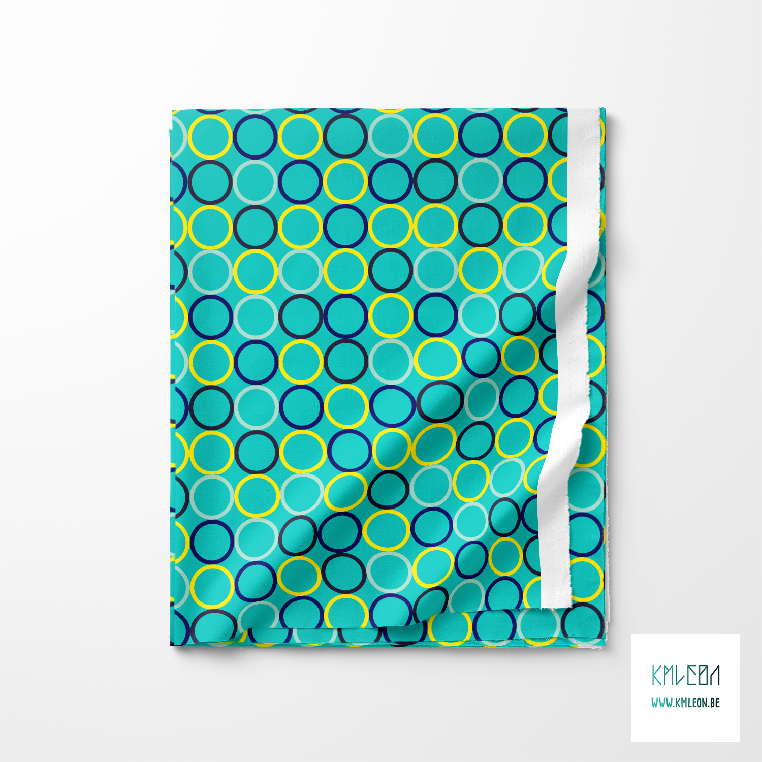 Willekeurige blauwe, donkerblauwe, blauwgroene en gele cirkels stof