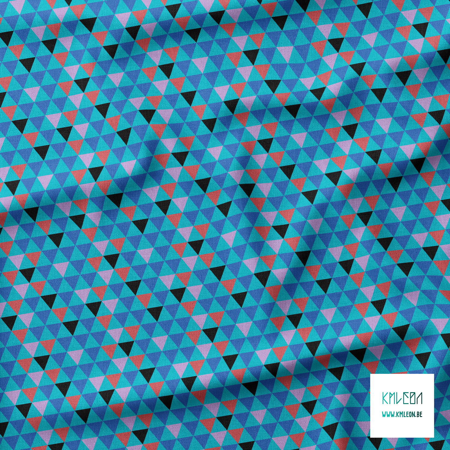 Red, blue, black and purple triangles fabric