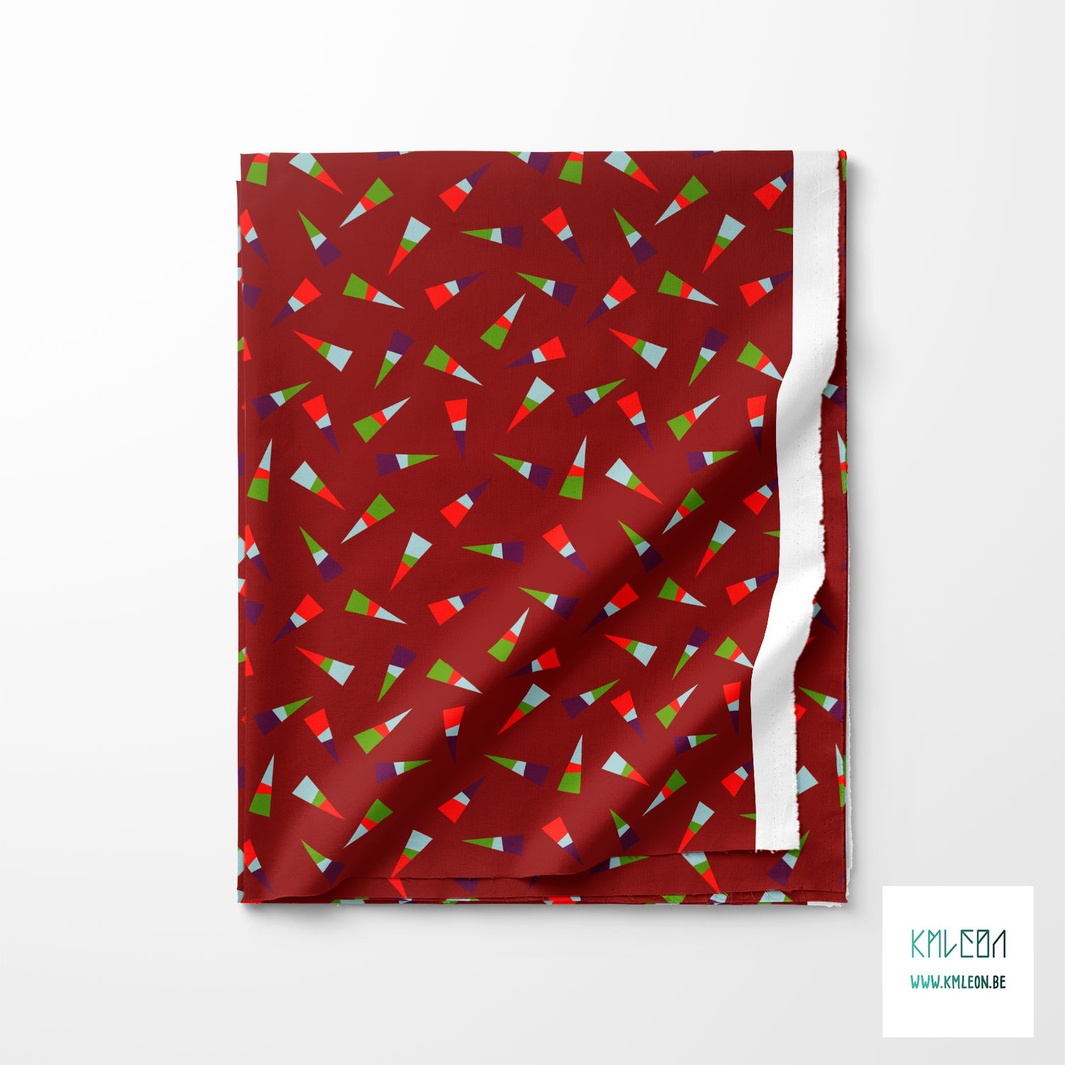 Rode, paarse, groene en lichtblauwe driehoeken stof