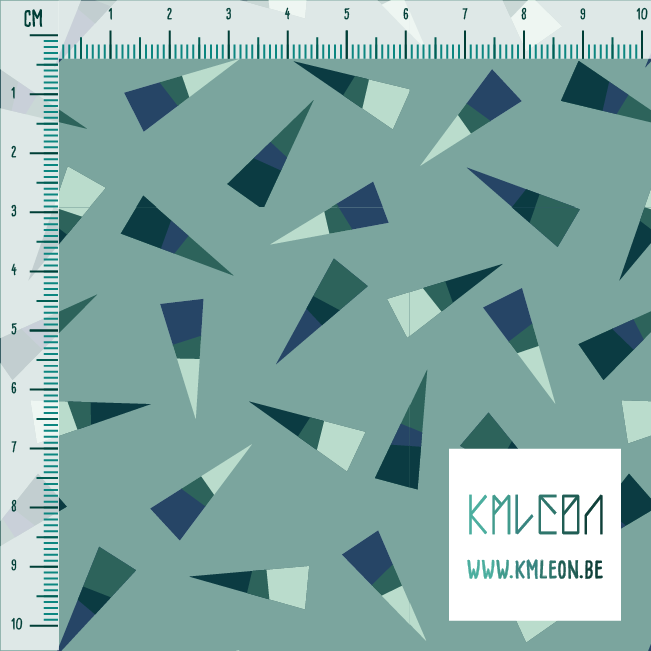 Groene en blauwe driehoeken stof
