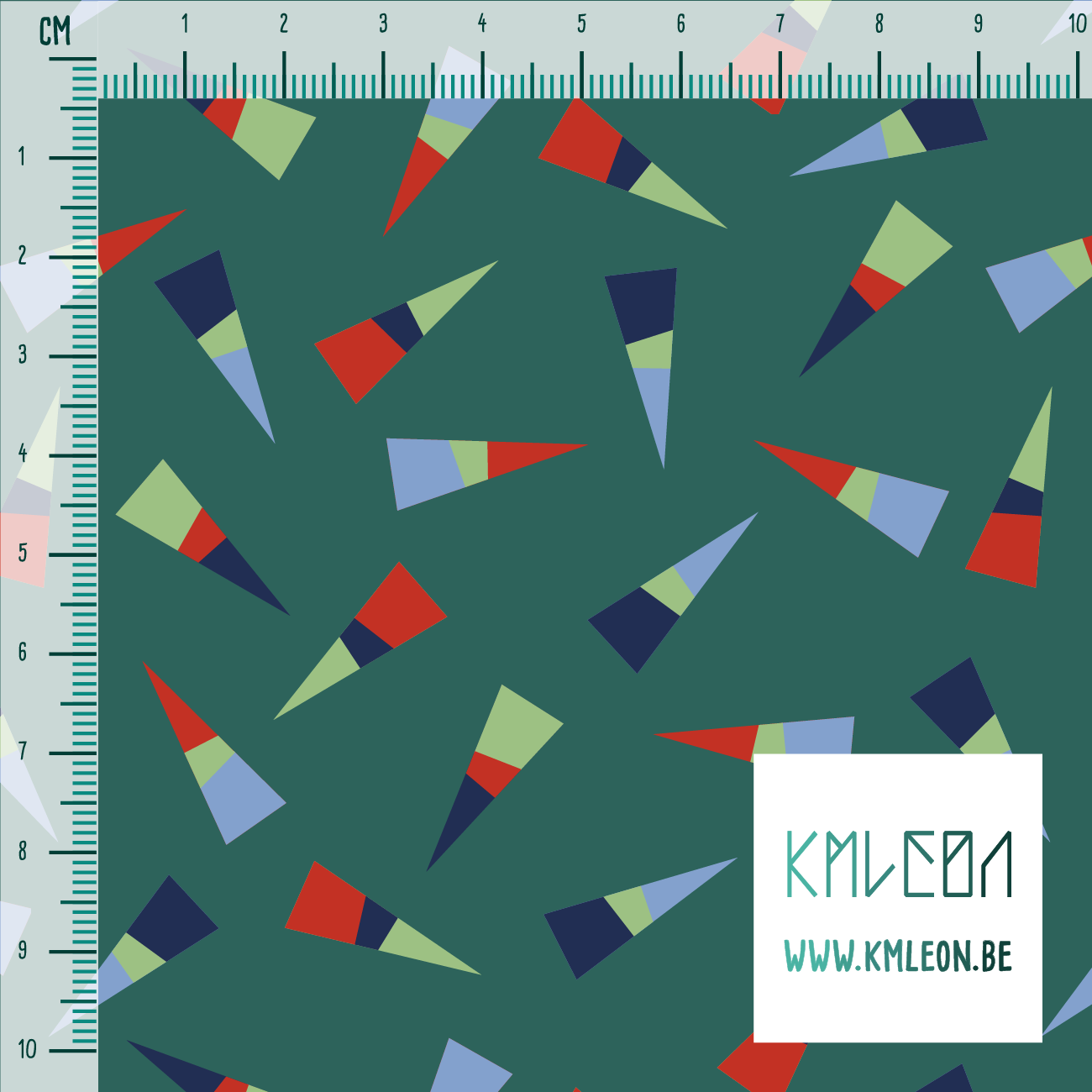 Groene, rode en blauwe driehoeken stof