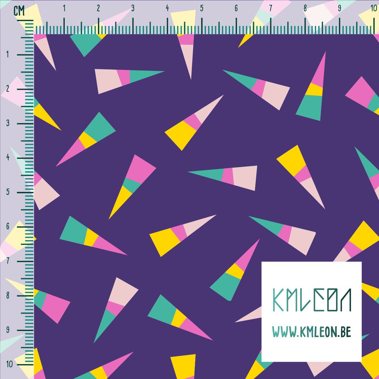 Roze, groene en gele driehoeken stof