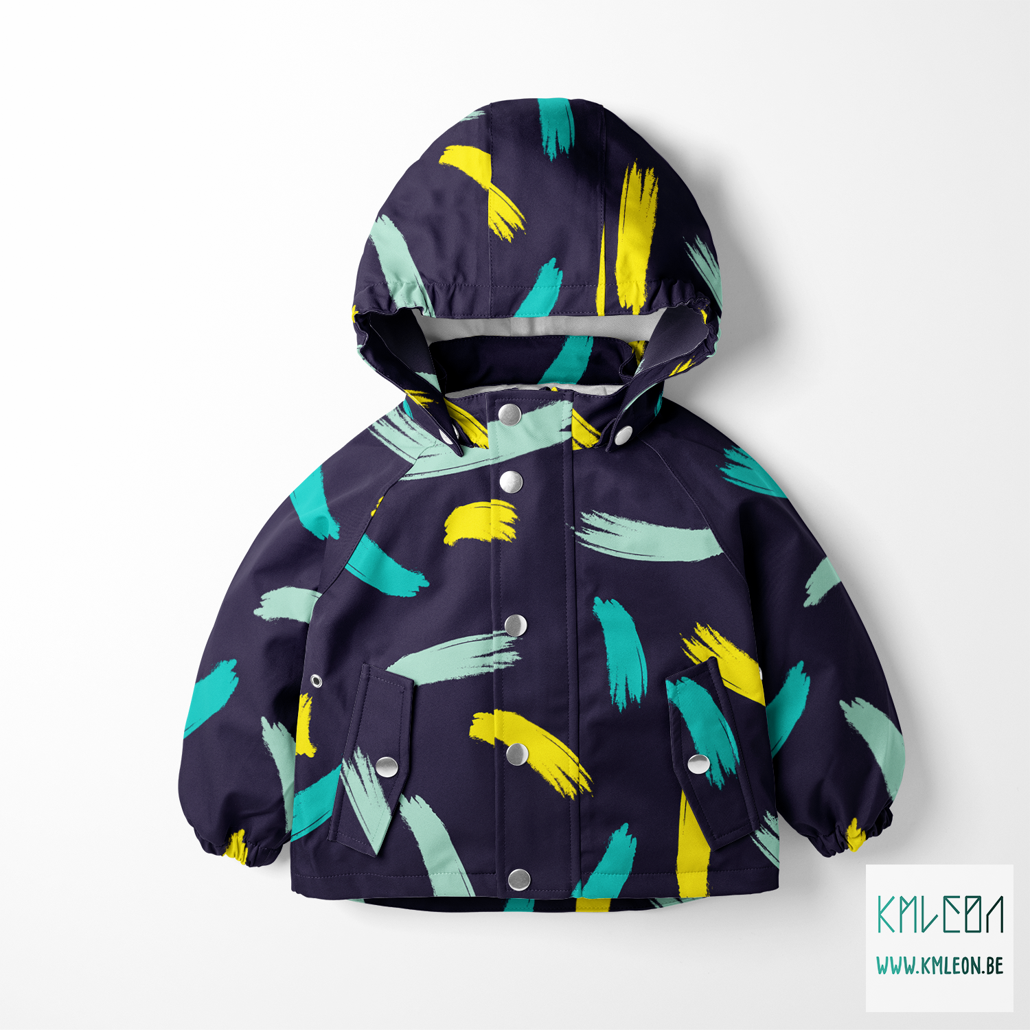 Gele en blauwgroene penseelstreken stof