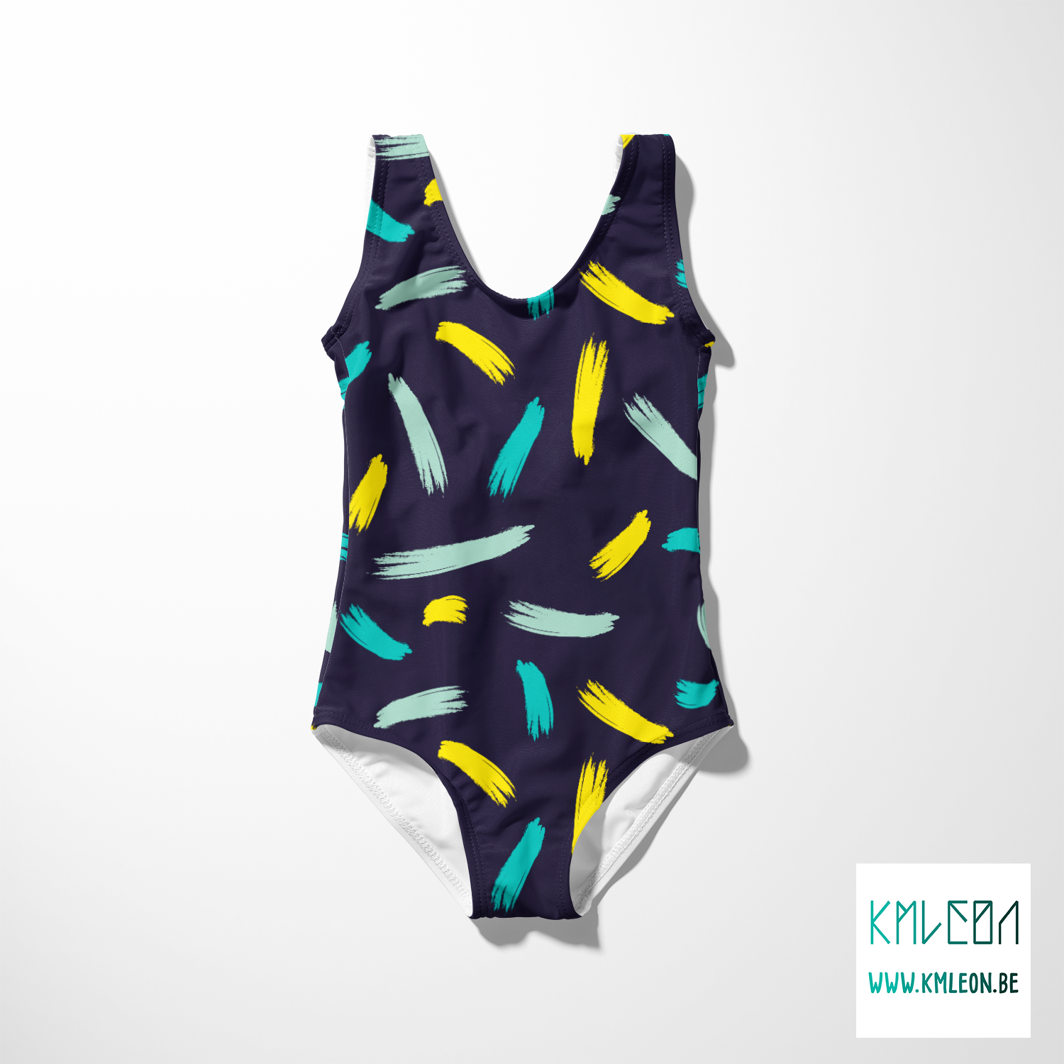 Gele en blauwgroene penseelstreken stof