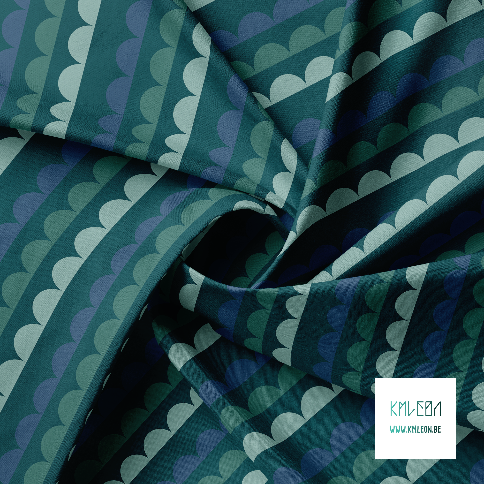 Groene en blauwe golven stof (Grote schaal)