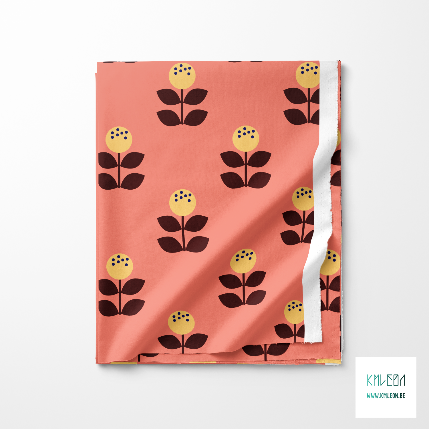 Grote gele en bruine bloemen stof