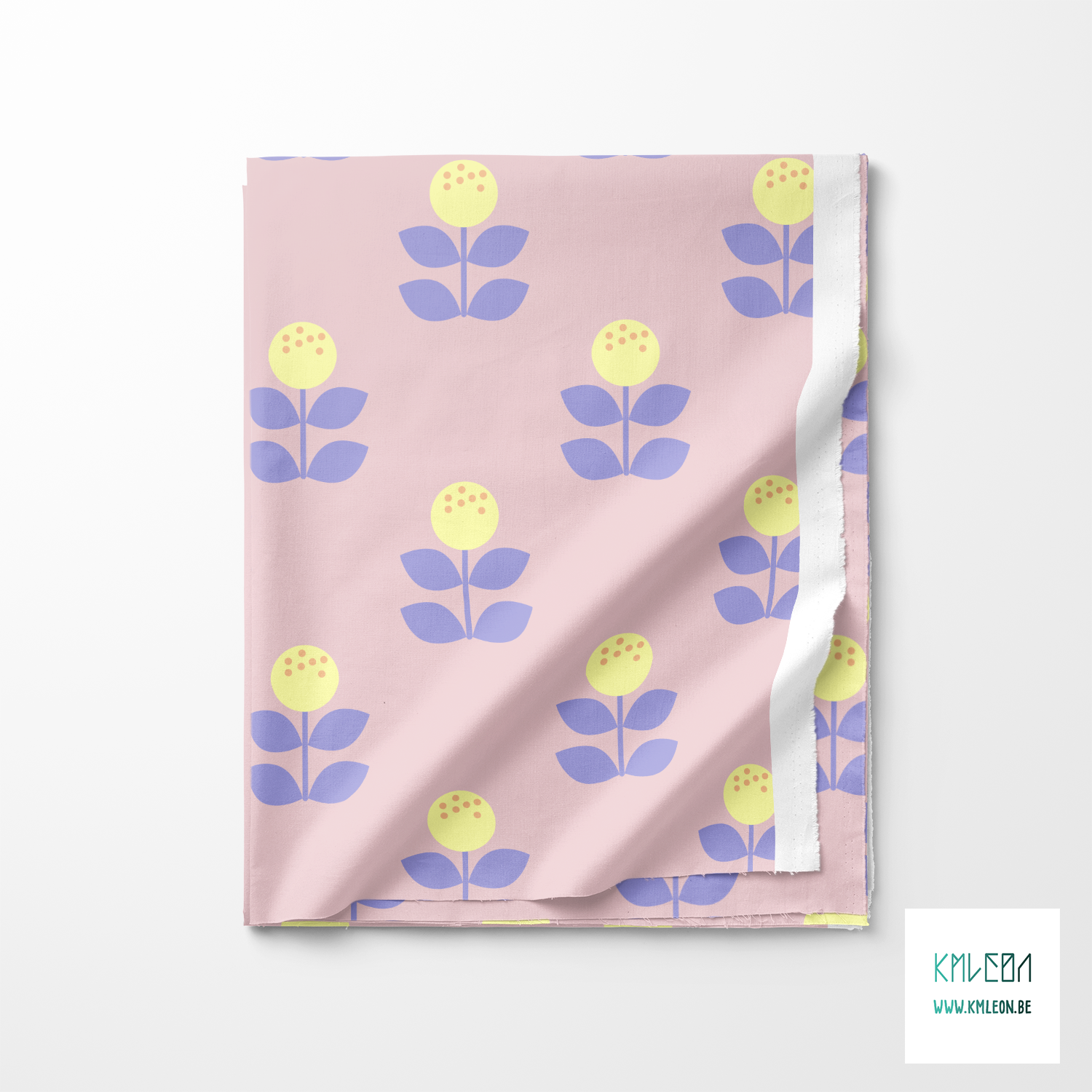 Grote gele en paarse bloemen stof