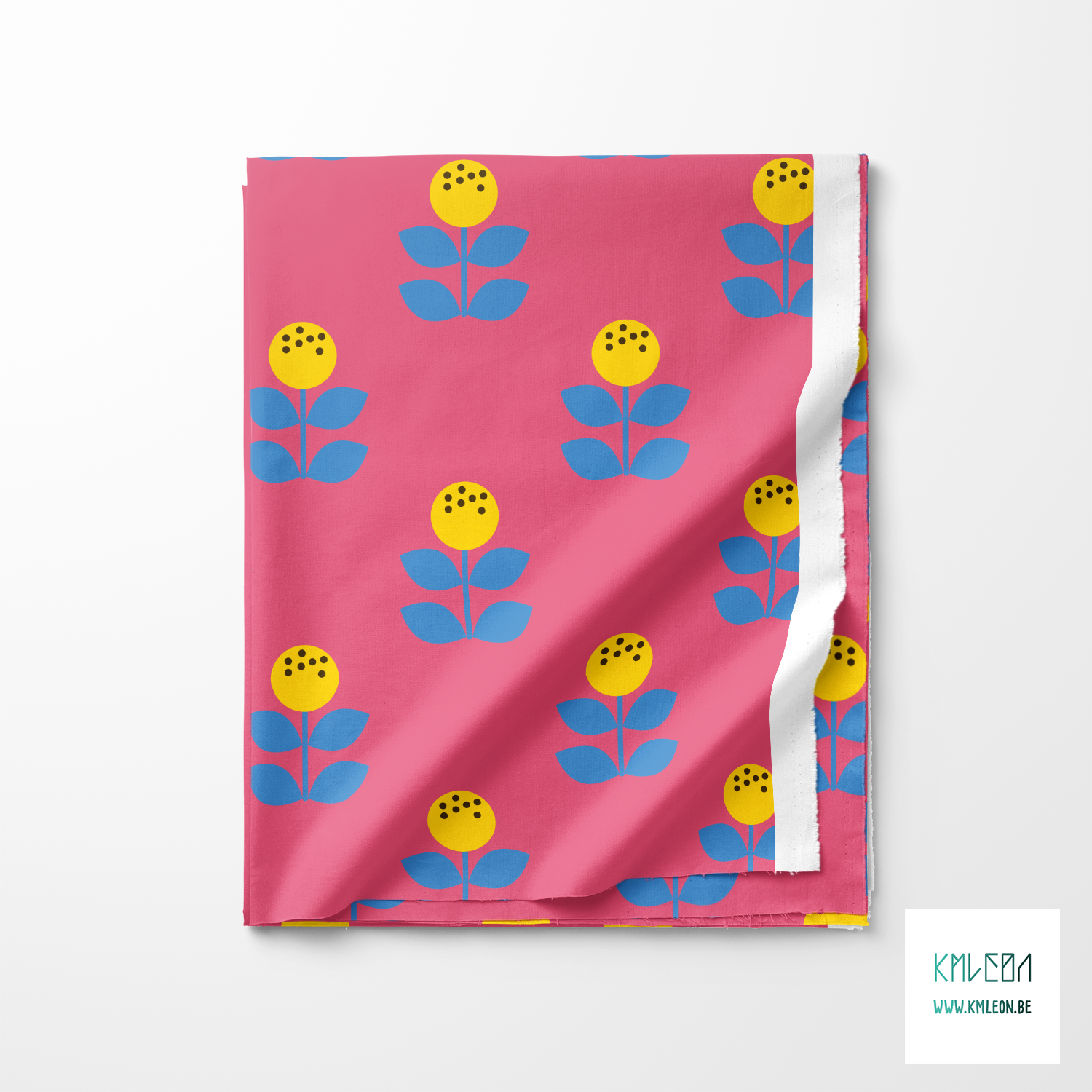 Grote roze en blauwe bloemen stof