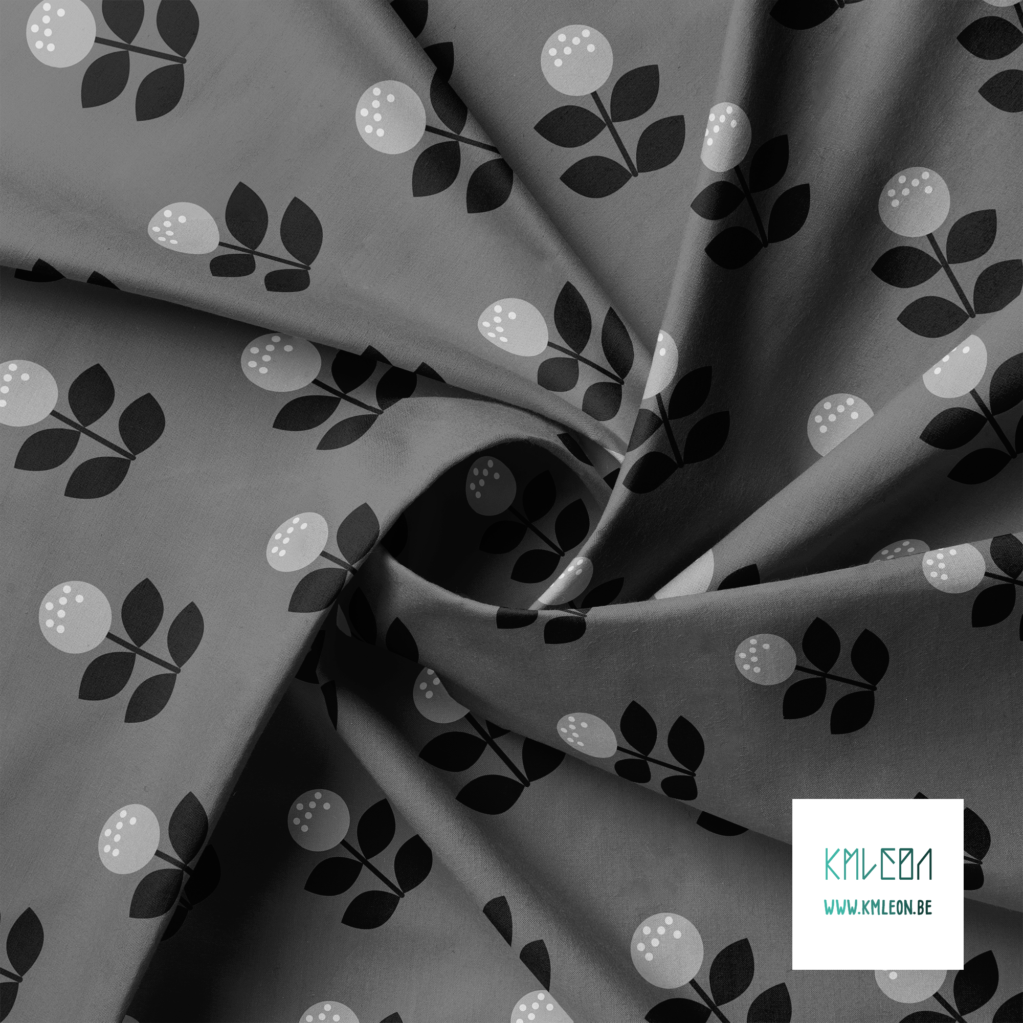 Grote grijze bloemen stof