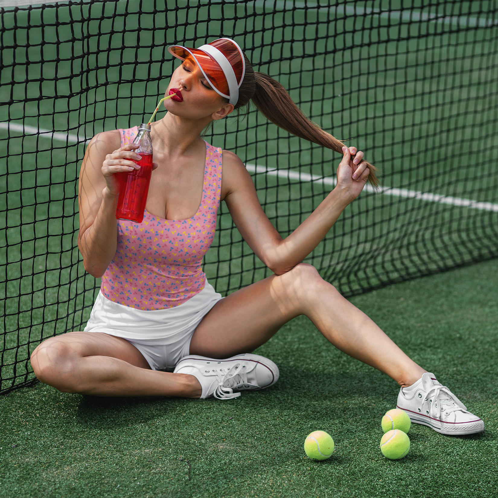 Gele, roze en blauwe badmintonpluimen stof