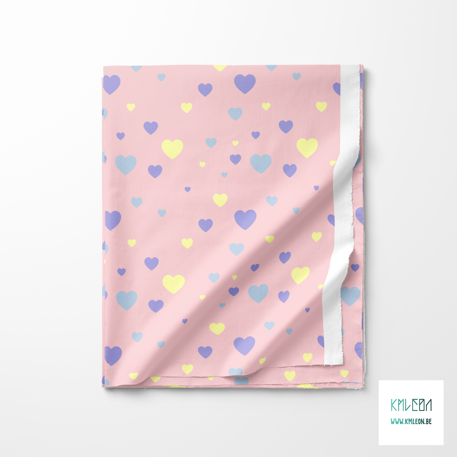 Gele, paarse en blauwe hartjes stof