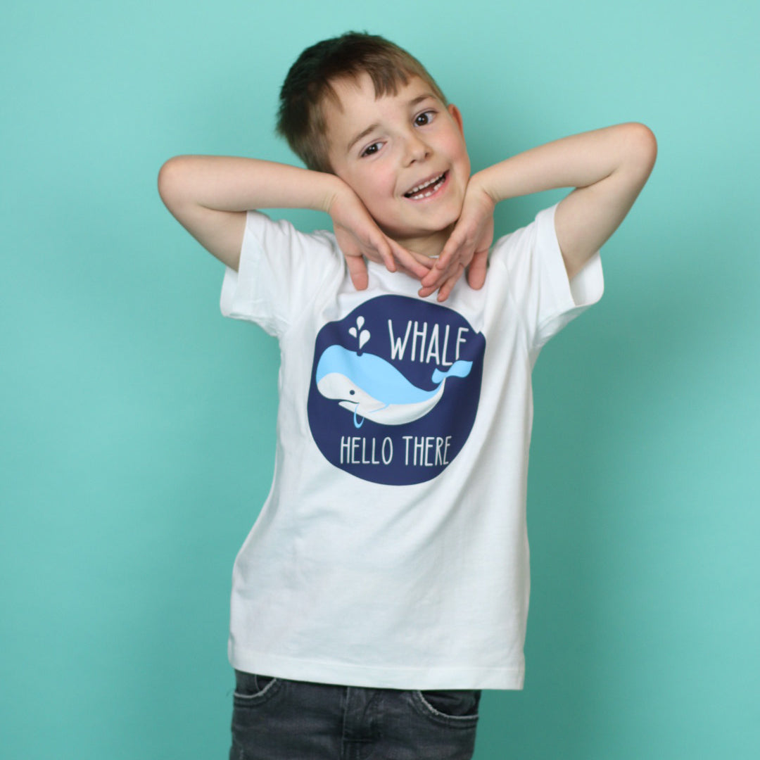 Whale hello there' kind shirt met korte mouwen