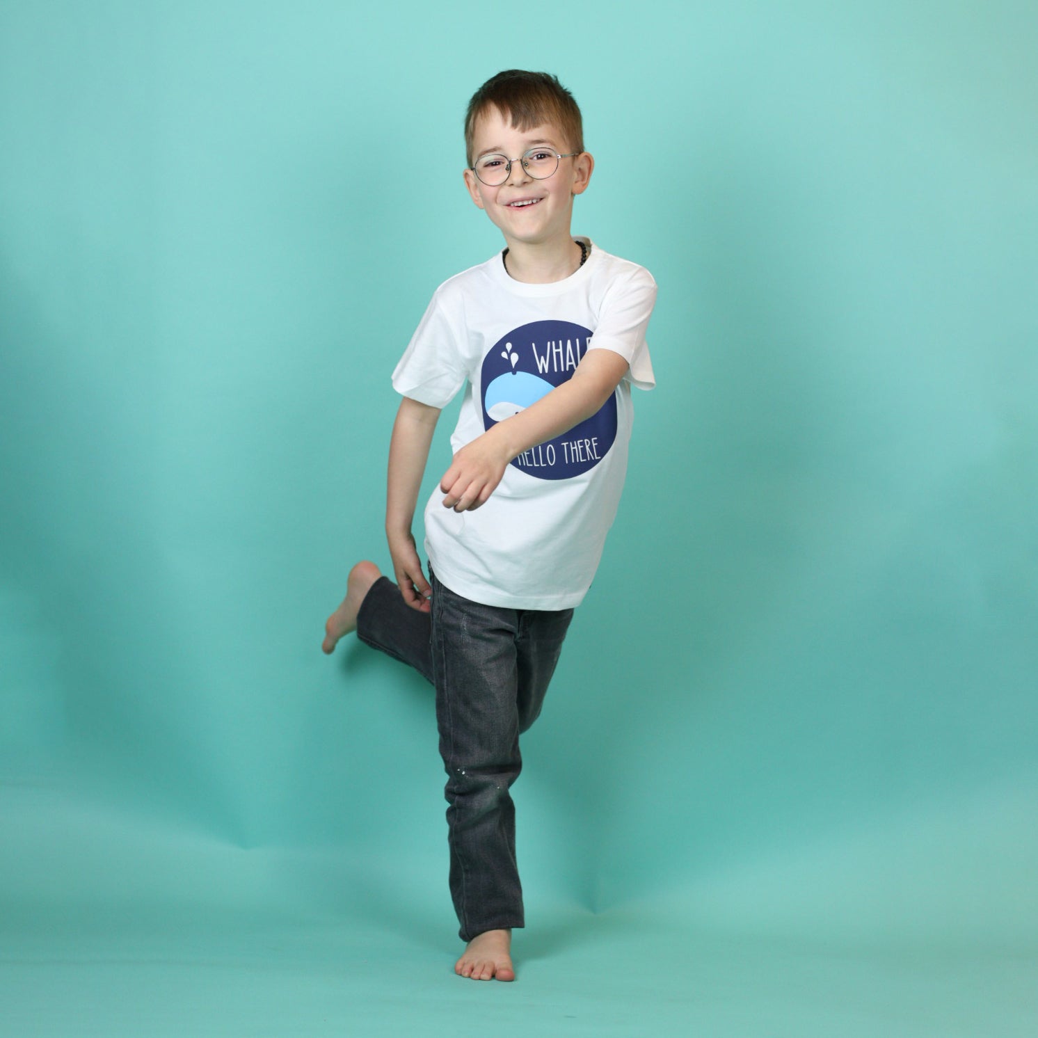 Whale hello there' kind shirt met korte mouwen