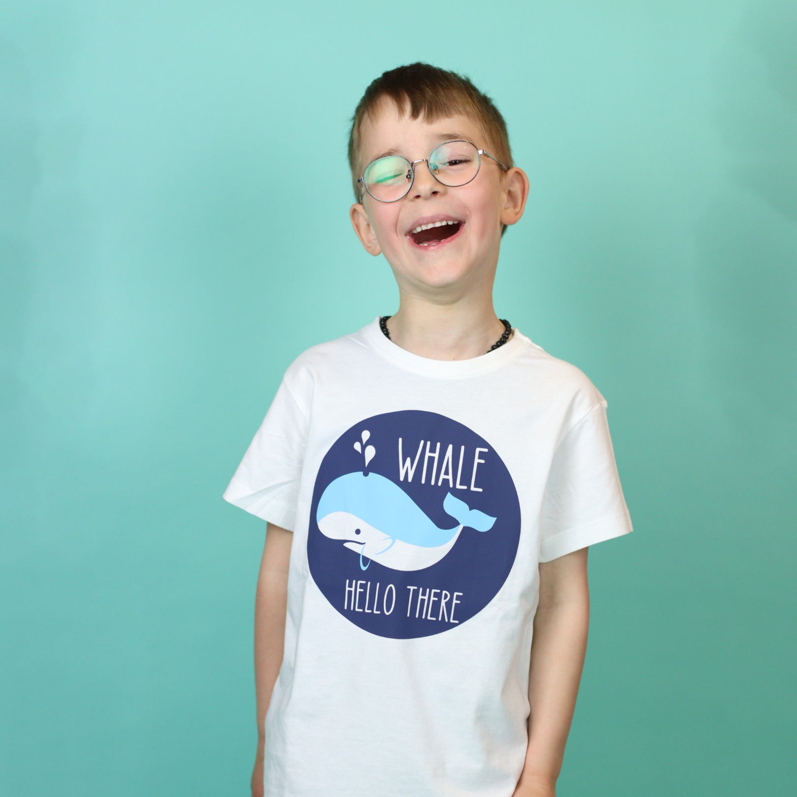 Whale hello there' kind shirt met korte mouwen