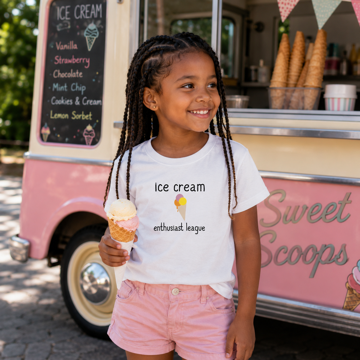 'Ice cream enthusiast league' kids shortsleeve shirt