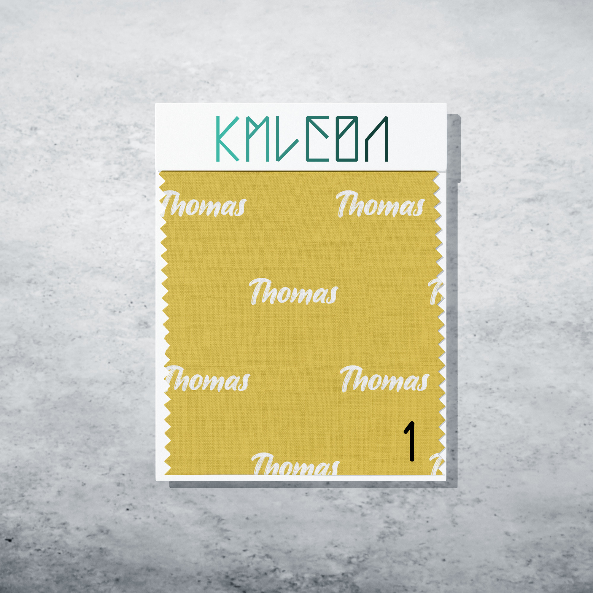 Gepersonaliseerde stof in saffraangeel