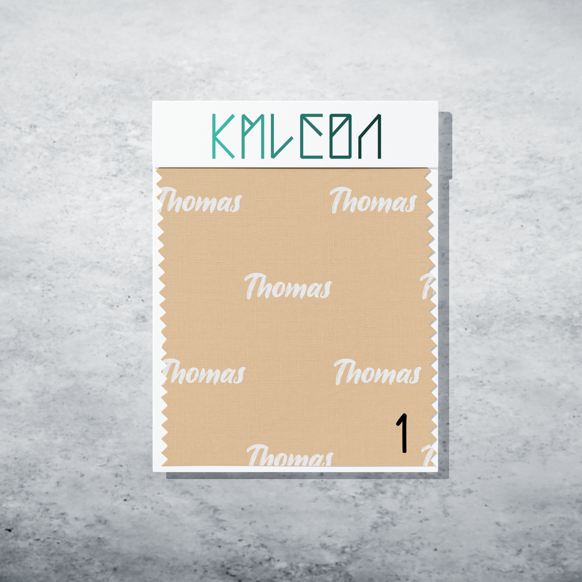 Gepersonaliseerde stof in zacht perzik