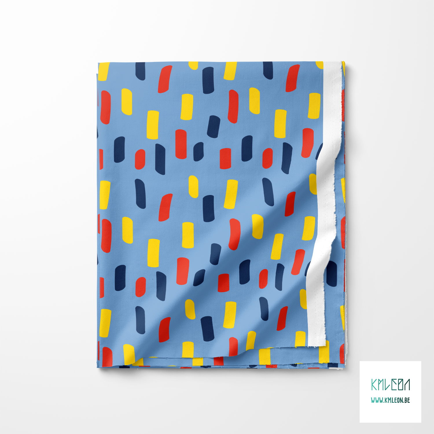 Gele, rode en donkerblauwe onregelmatige strepen stof