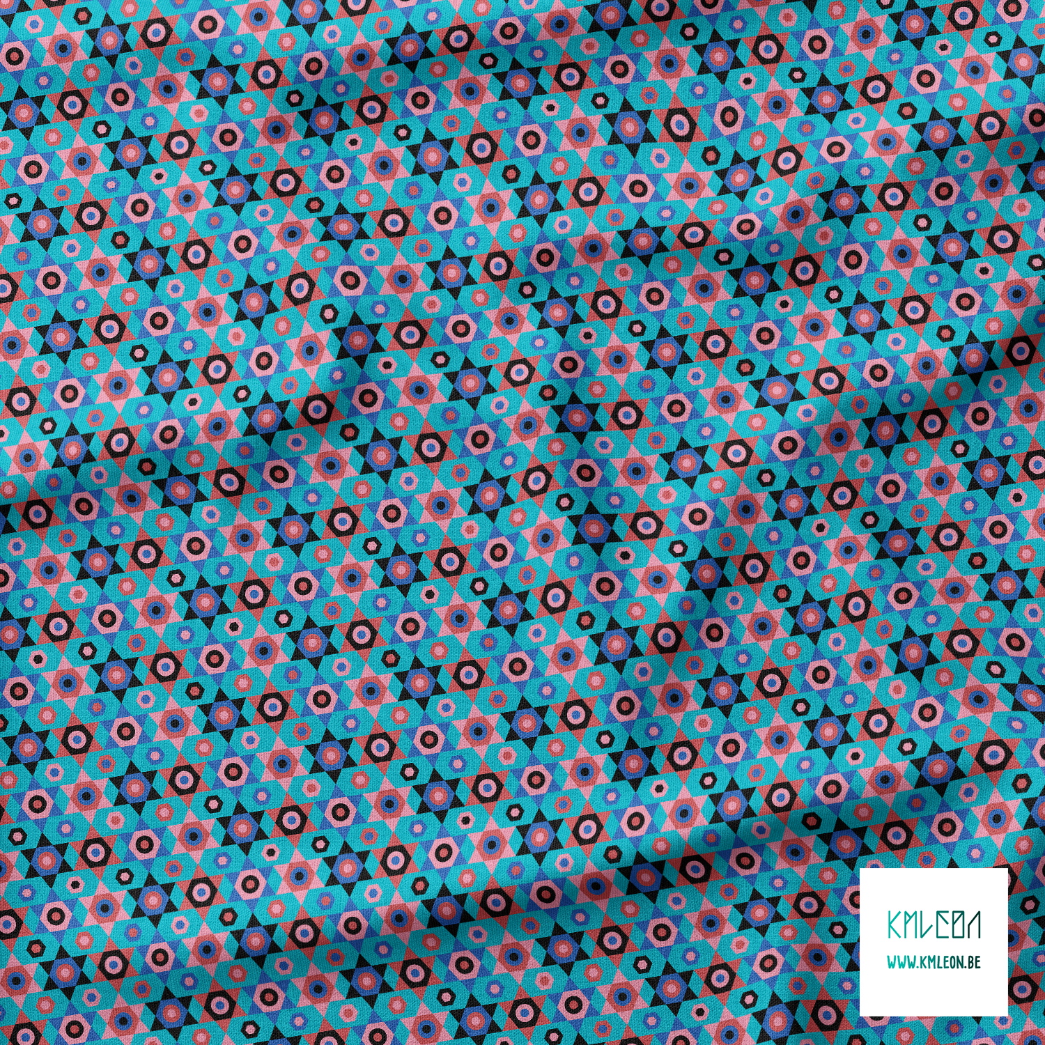 Roze, blauwe, rode en zwarte sterren stof