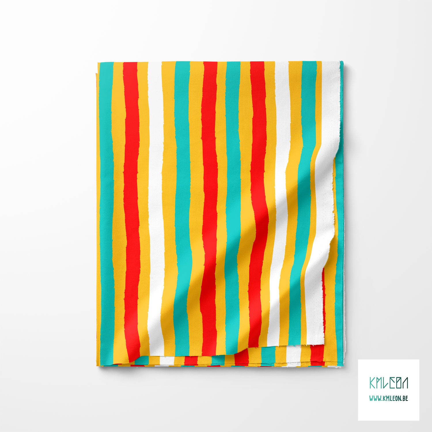 Rode, blauwgroene en witte strepen stof