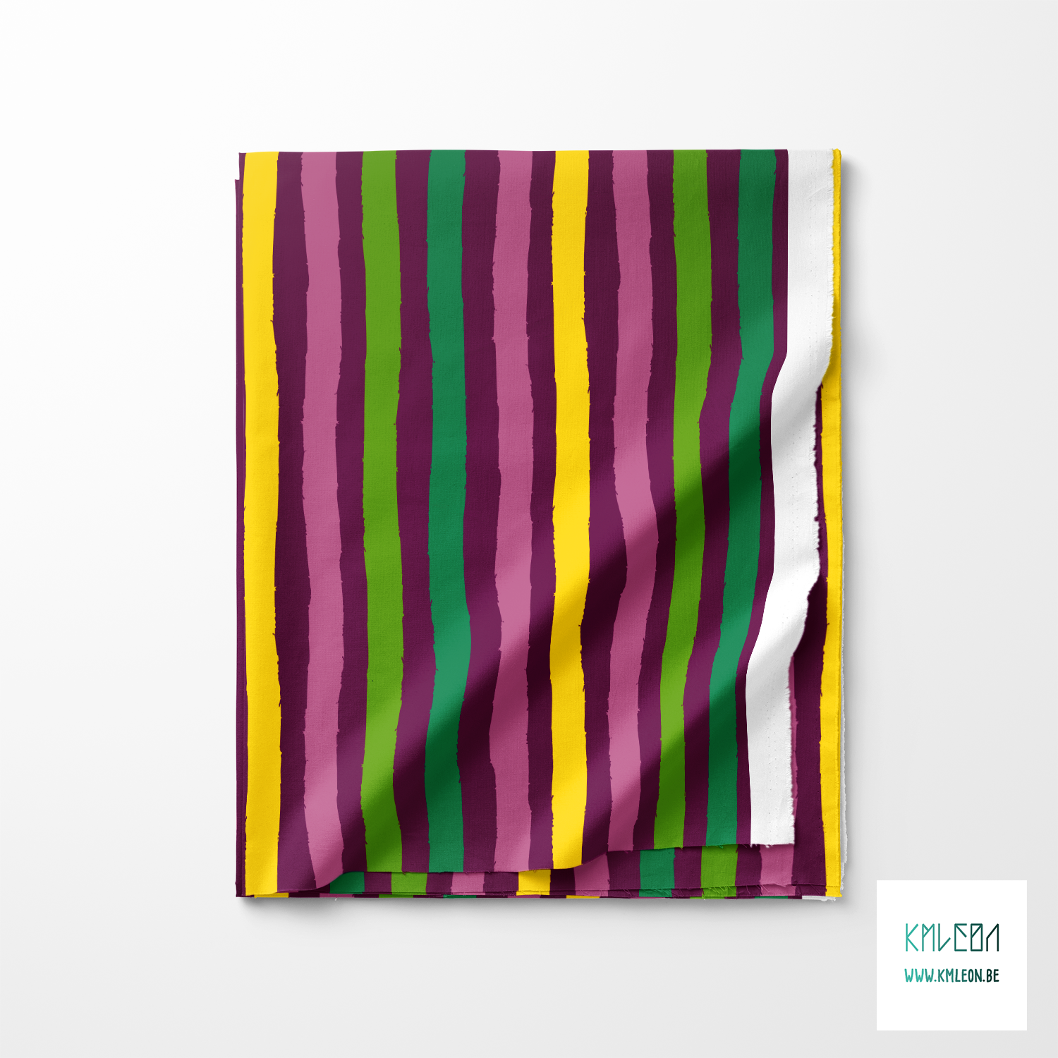 Roze, groene en gele strepen stof