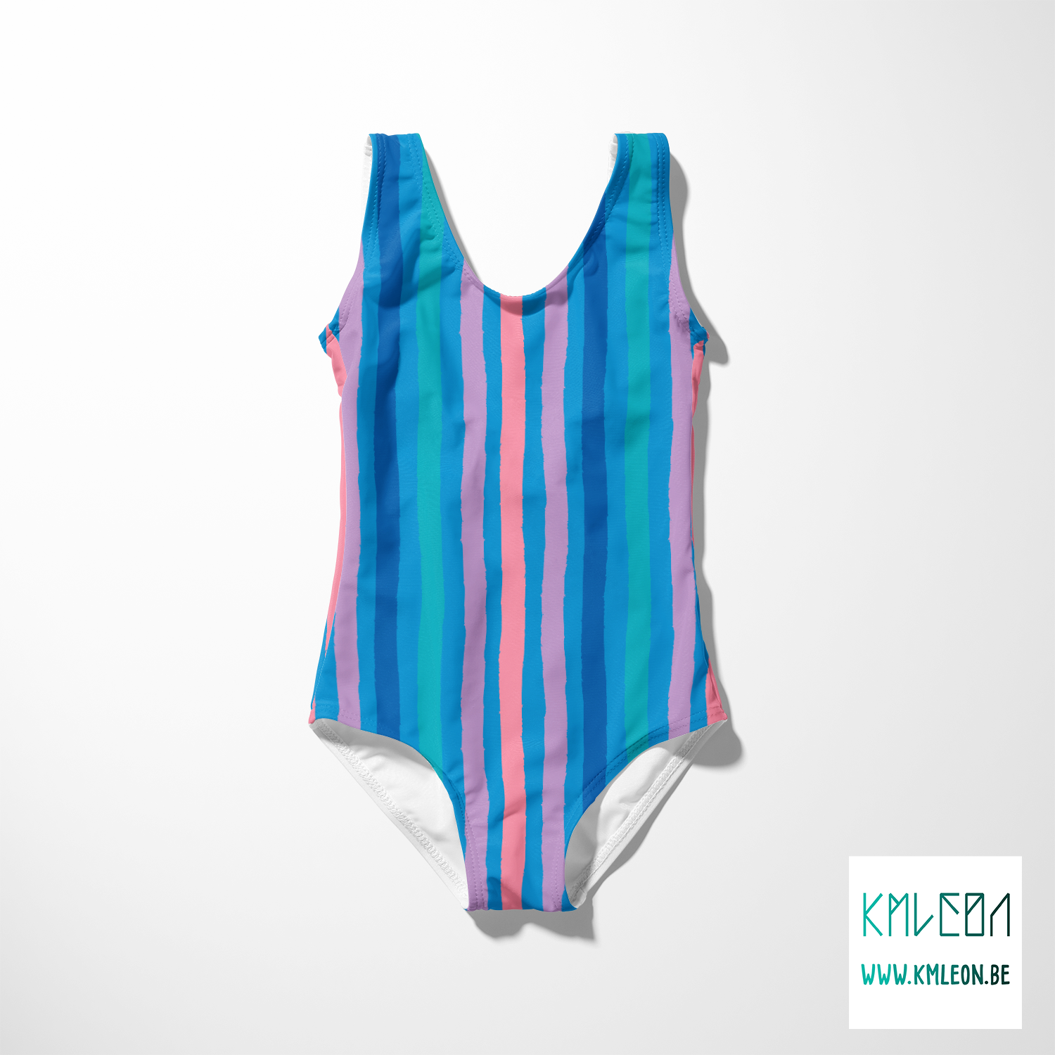 Roze, paarse, blauwgroene en blauwe strepen stof