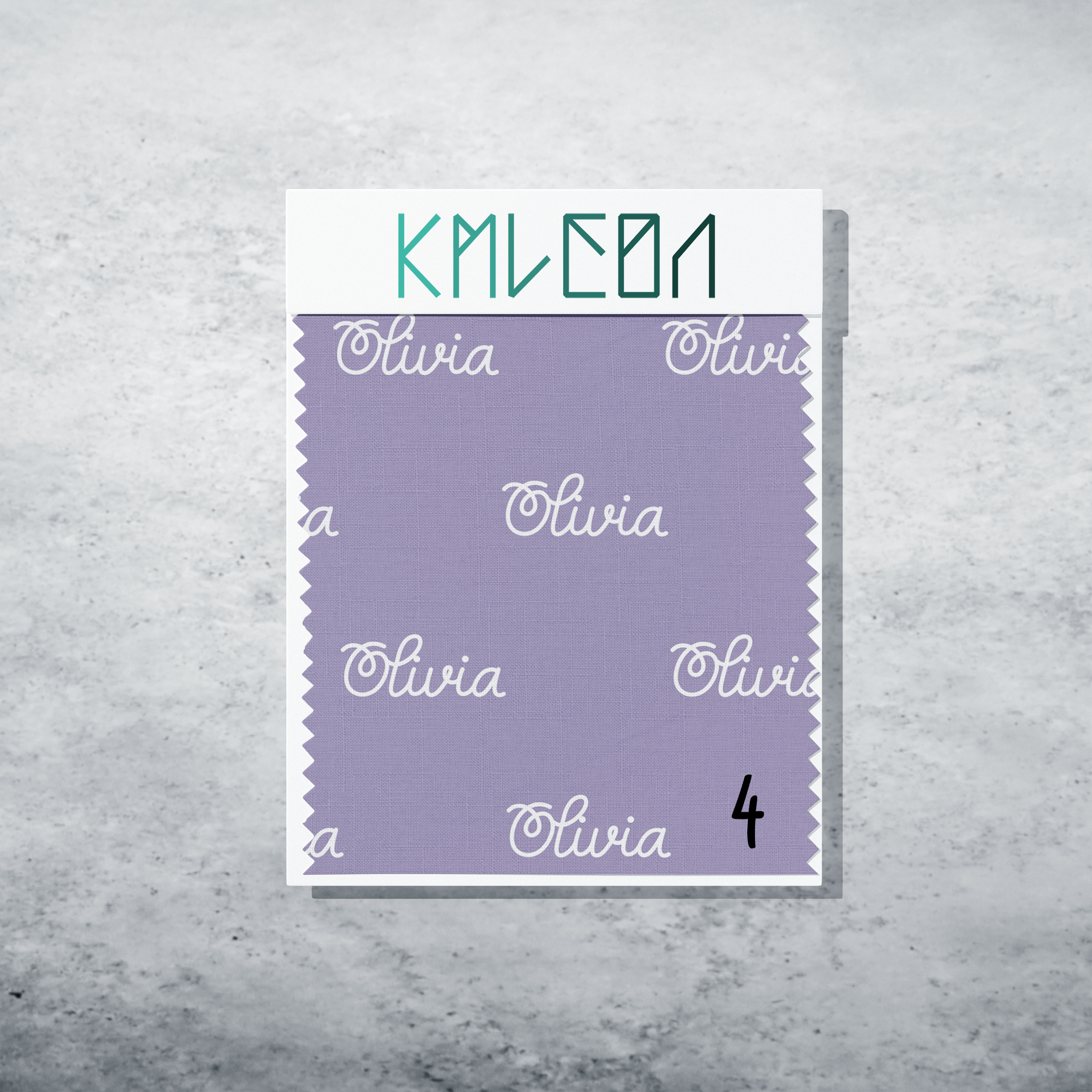 Gepersonaliseerde stof in oostzijde paars