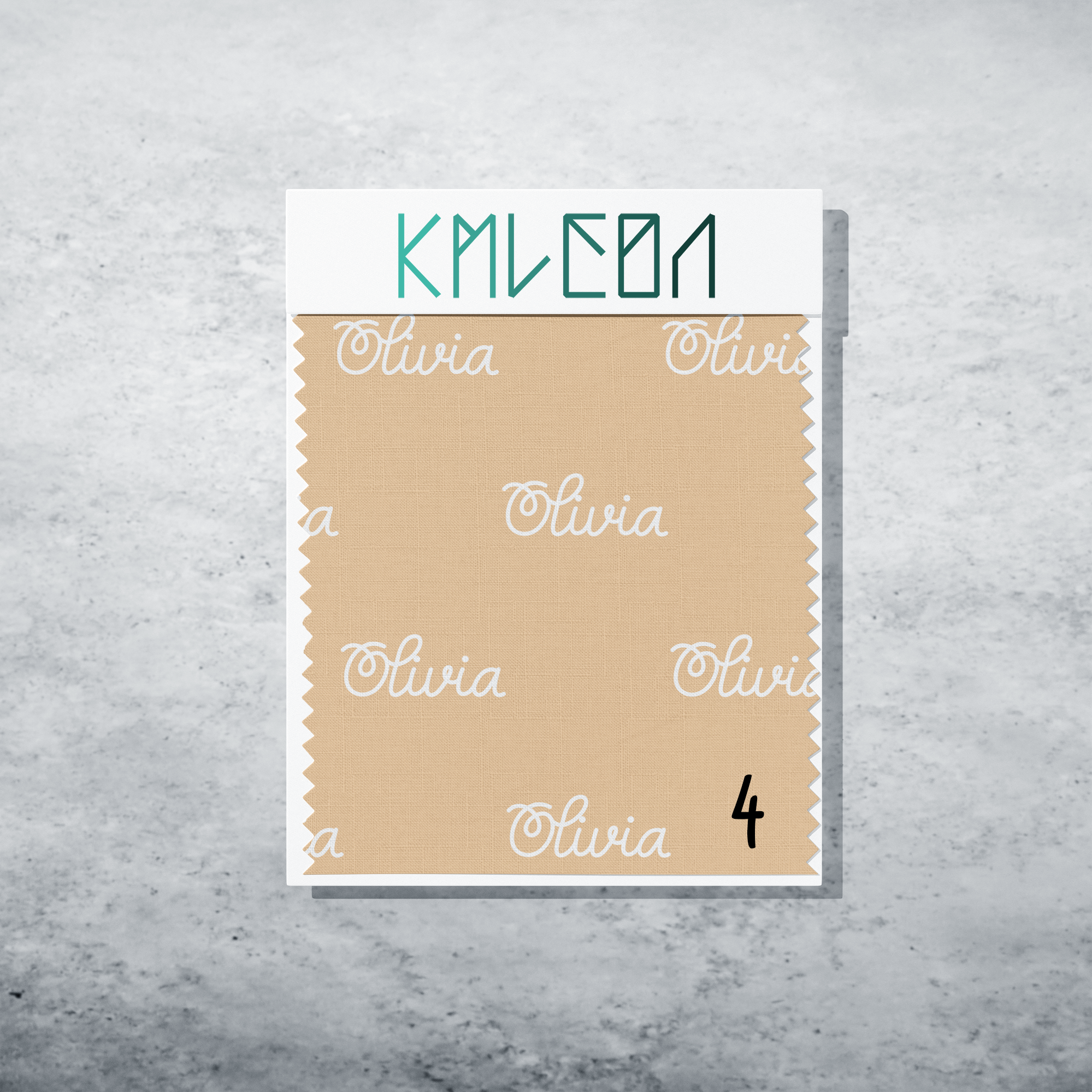 Gepersonaliseerde stof in zacht perzik