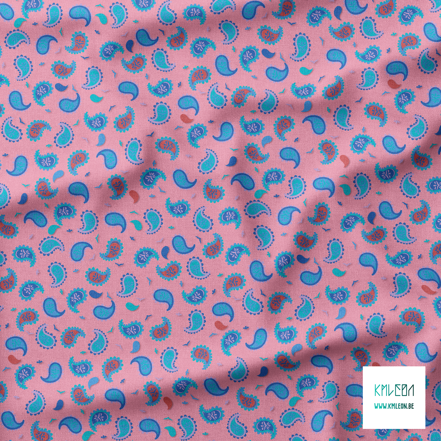 Purple, blue and red paisley fabric