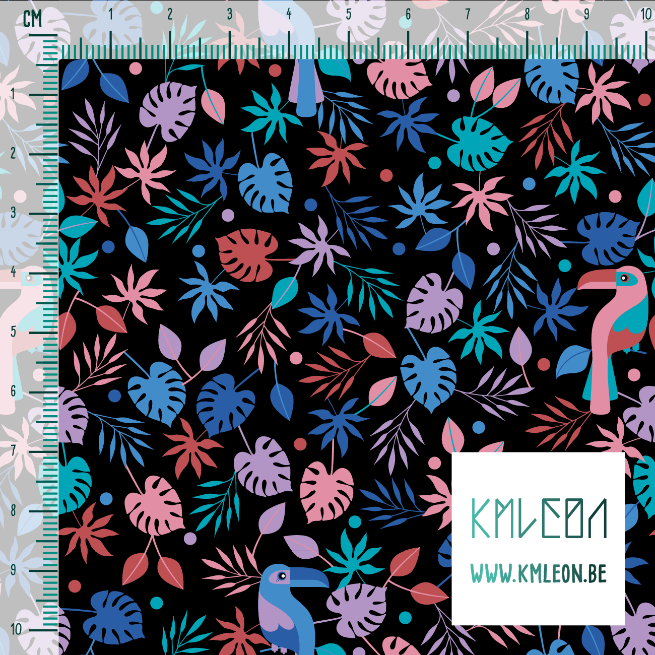 Papegaaien in de jungle stof