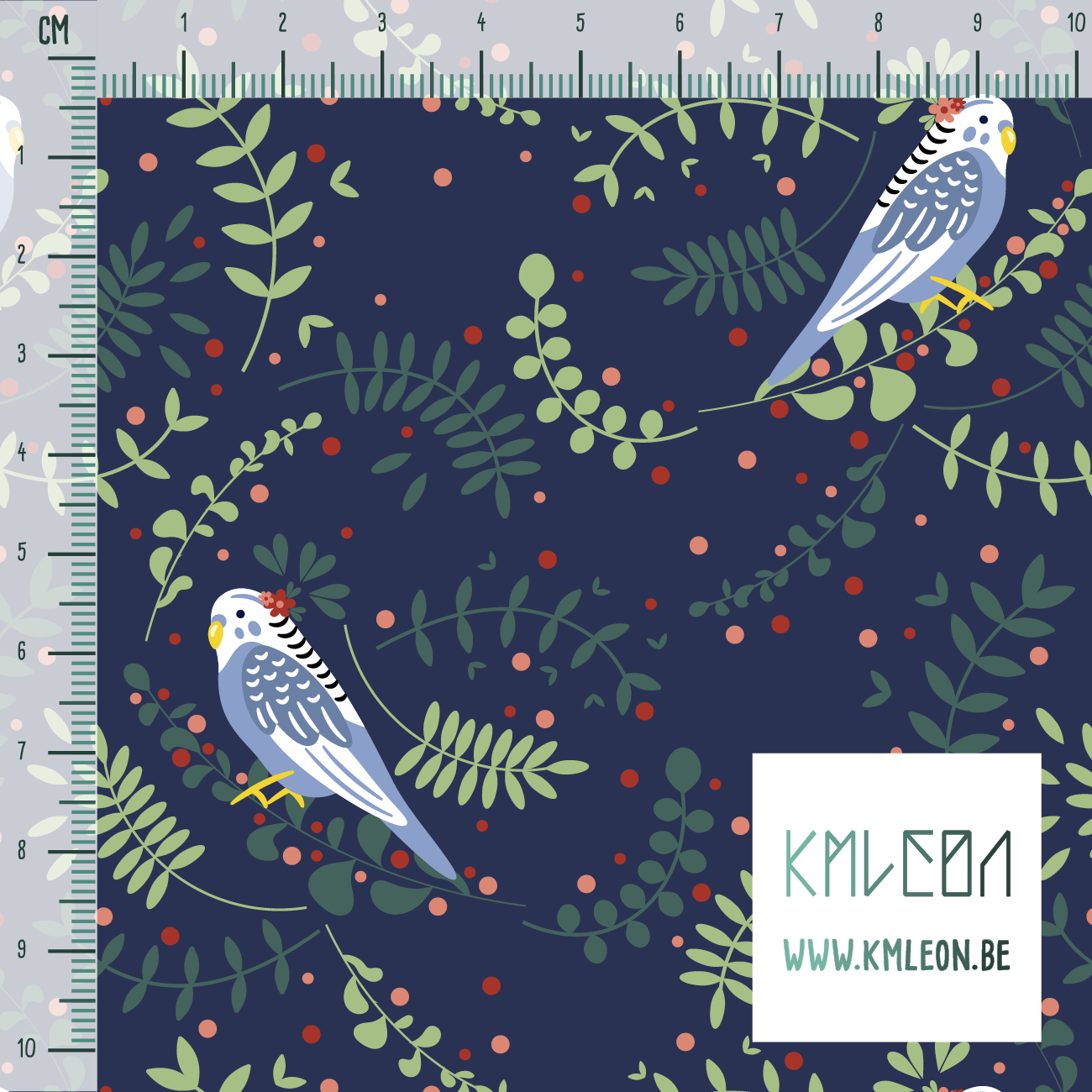 Blauwe parkieten stof