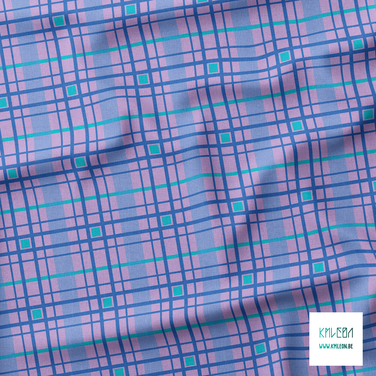 Blue and teal plaid fabric