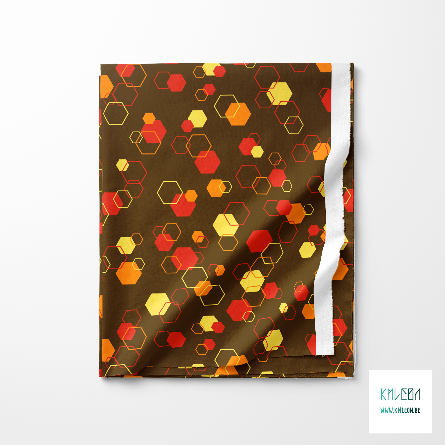 Willekeurige rode, gele en oranje achthoeken stof