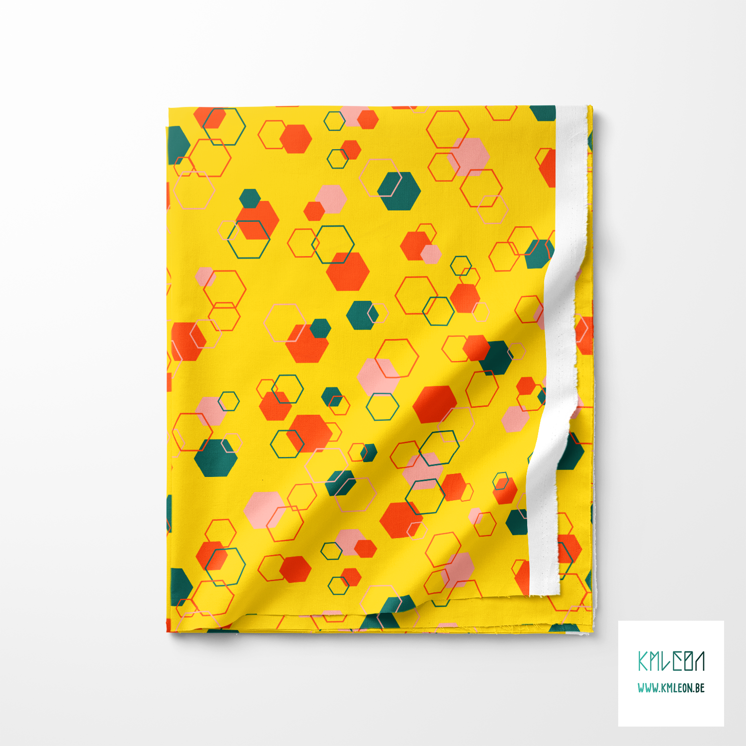 Willekeurige oranje, roze en groene achthoeken stof