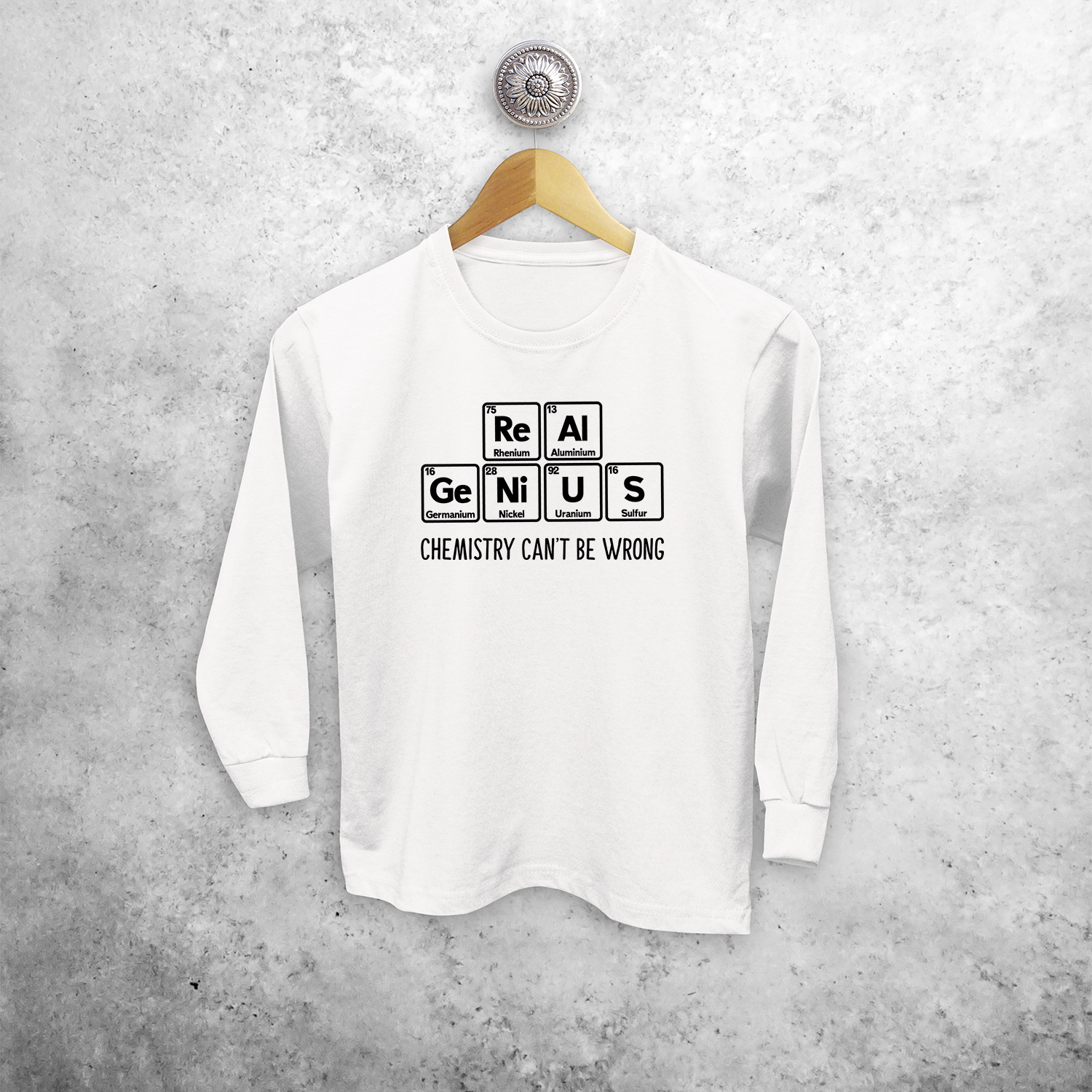 'Real genius - Chemistry can't be wrong' kids longsleeve shirt