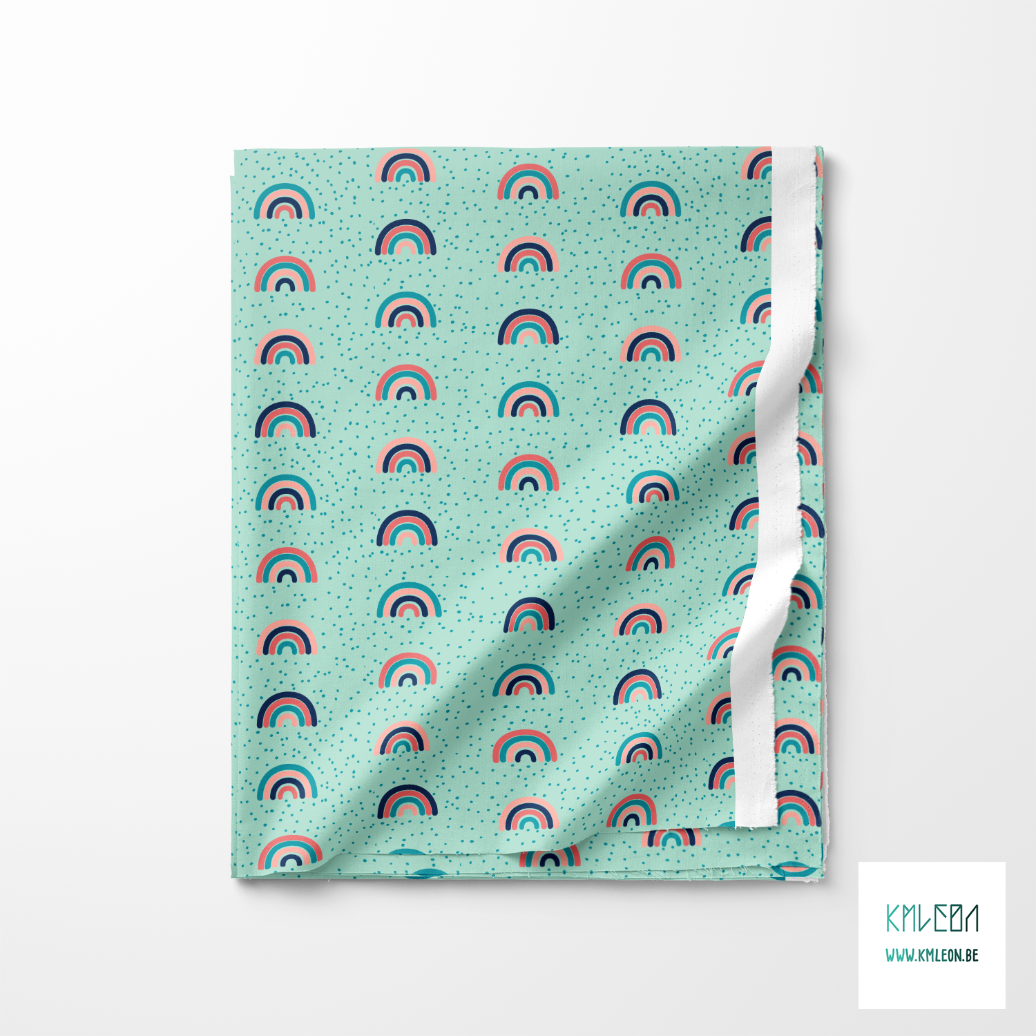 Roze, blauwgroene en donkerblauwe regenbogen en stippen stof