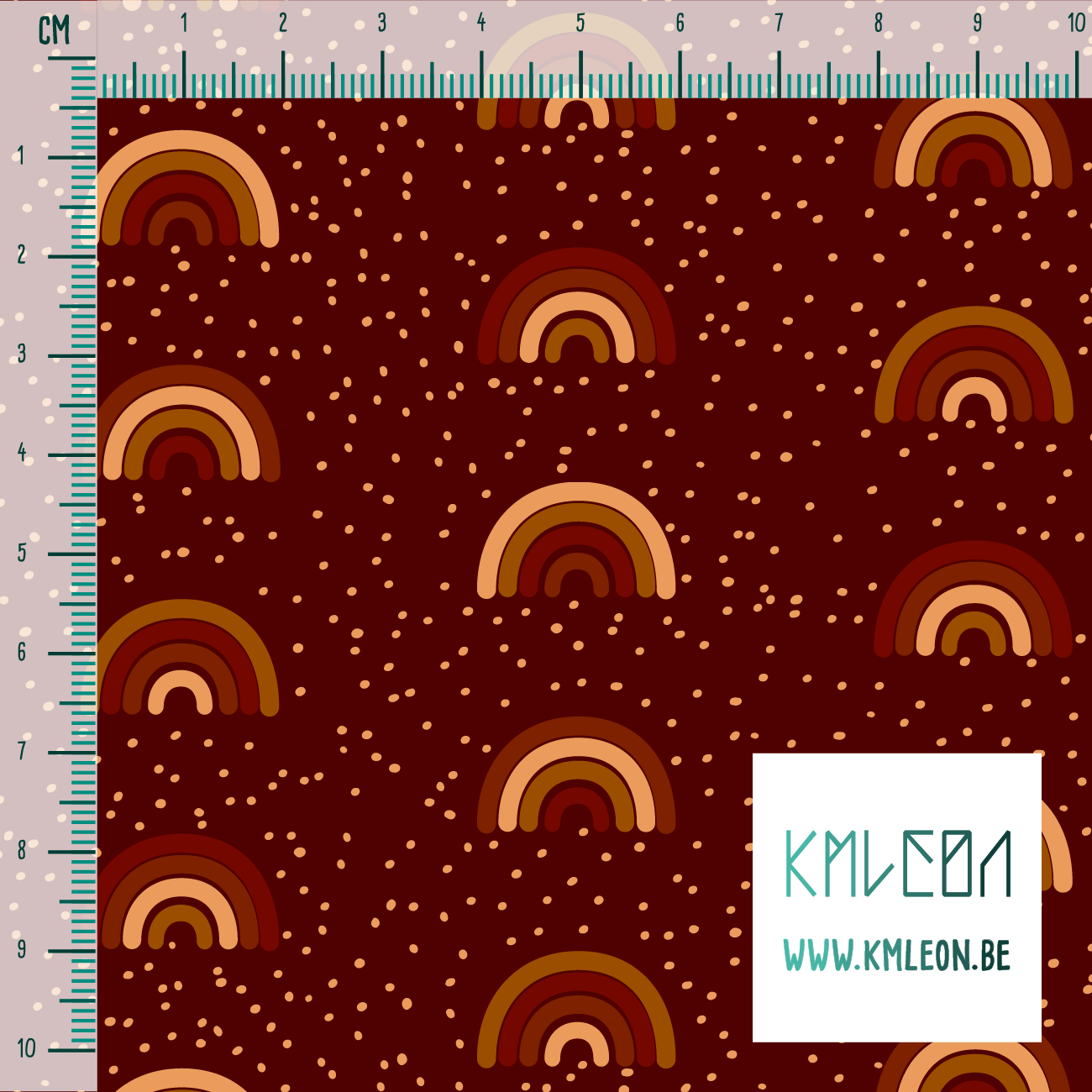 Beige en bruine regenbogen en stippen stof