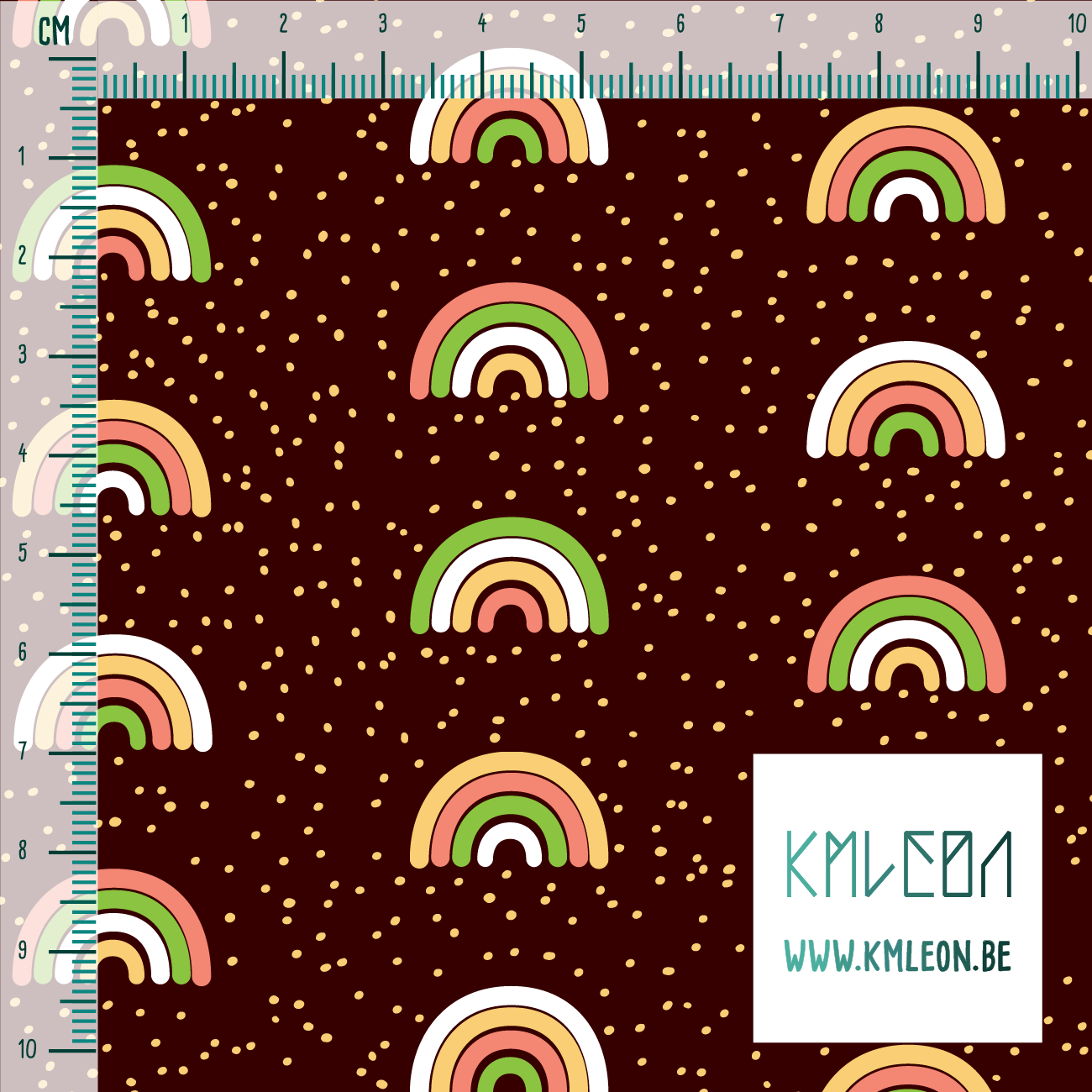 Groene, witte, roze en gele regenbogen en stippen stof