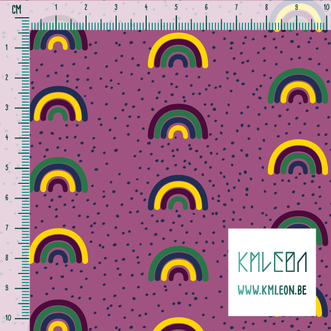 Groene, gele, paarse en donkerblauwe regenbogen en stippen stof