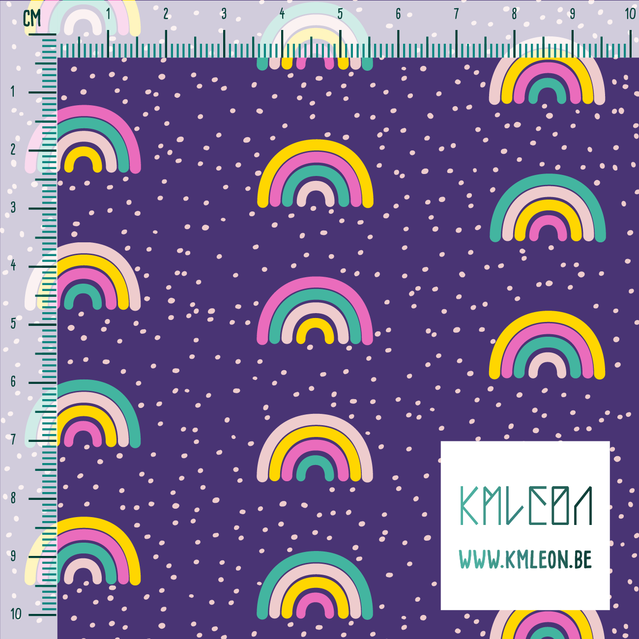 Groene, roze en gele regenbogen en stippen stof