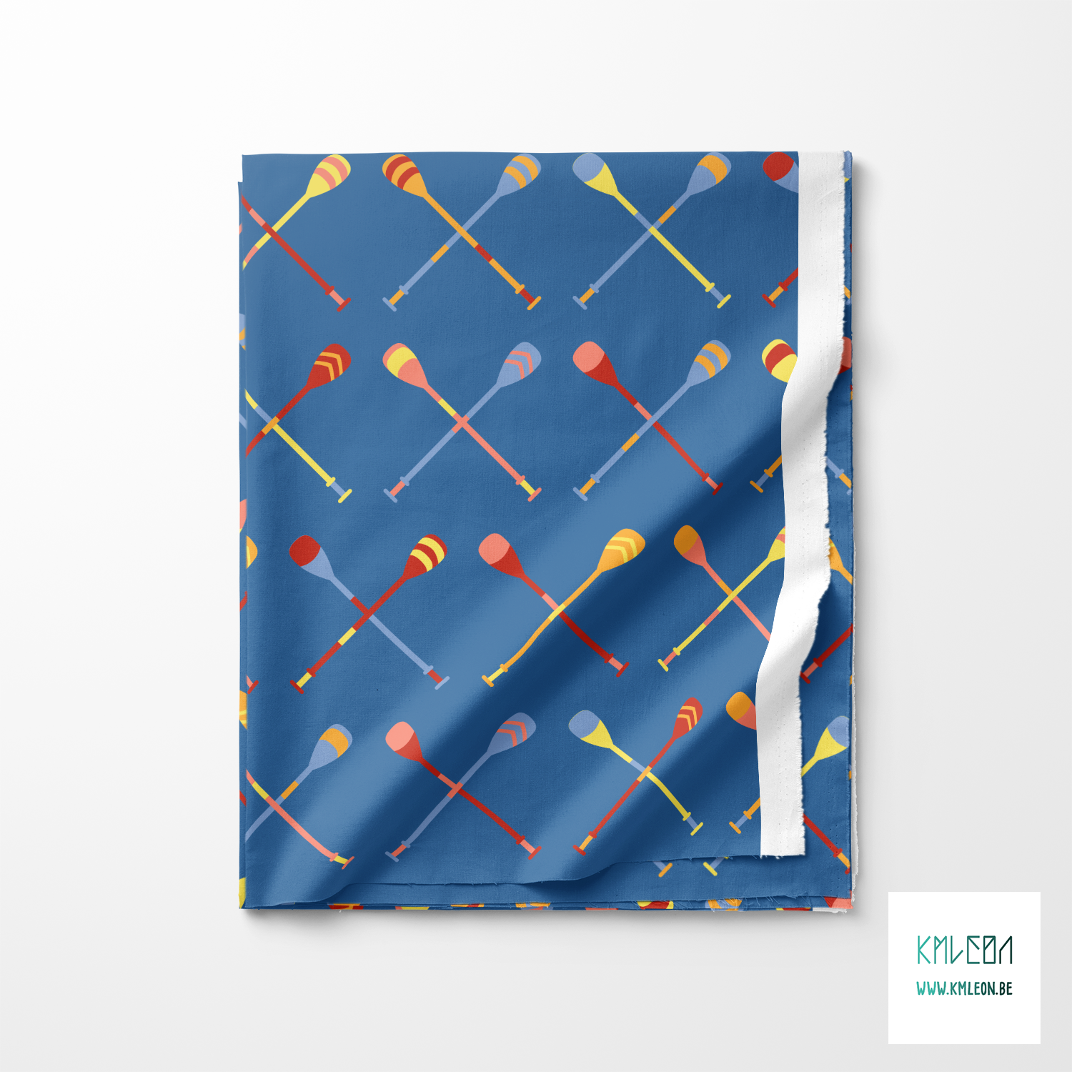 Rode, gele, oranje, blauwe en roze roeispanen stof