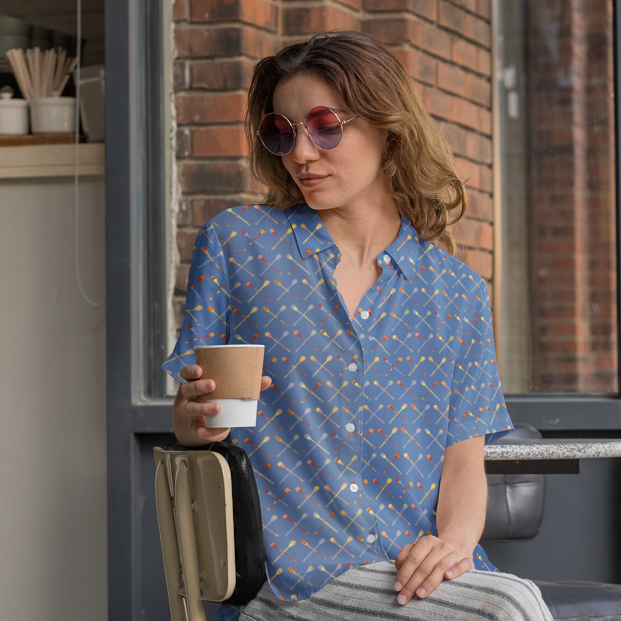 Rode, gele, oranje, blauwe en roze roeispanen stof